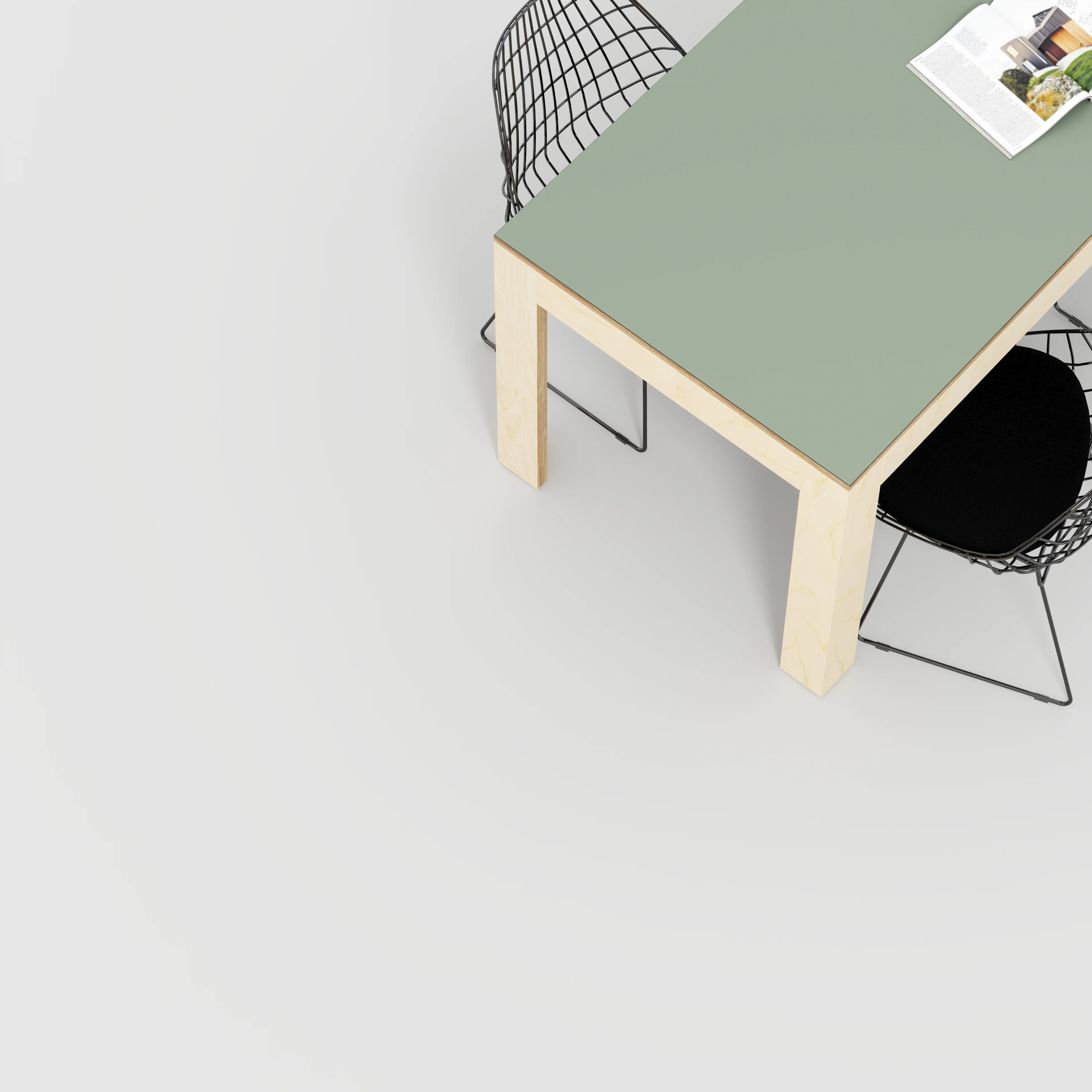 Plywood Table with Solid Frame - Formica Green Slate - 1600(w) x 800(d) x 750(h) - Image 3