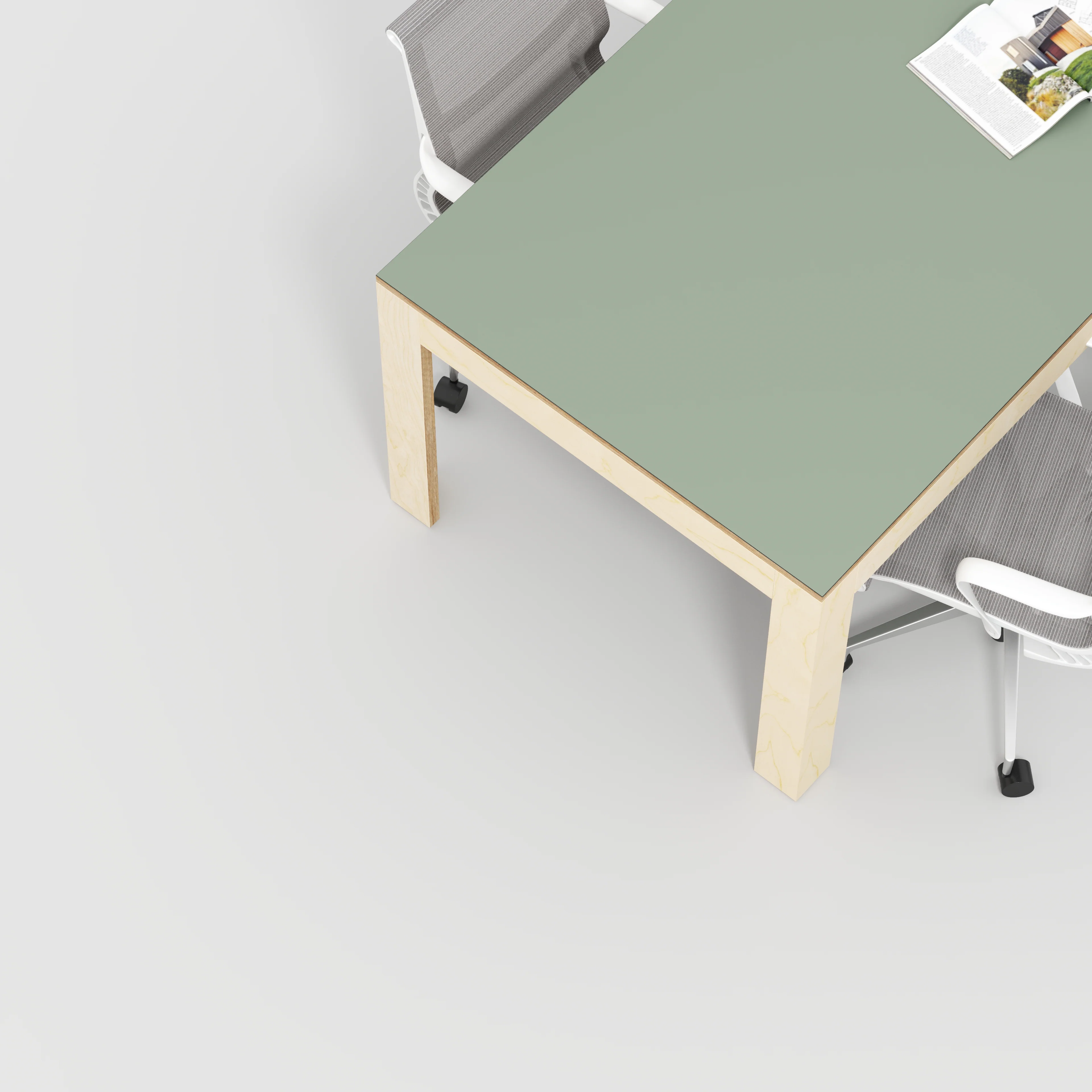 Plywood Table with Solid Frame - Formica Green Slate - 2000(w) x 1000(d) x 750(h) - Image 3