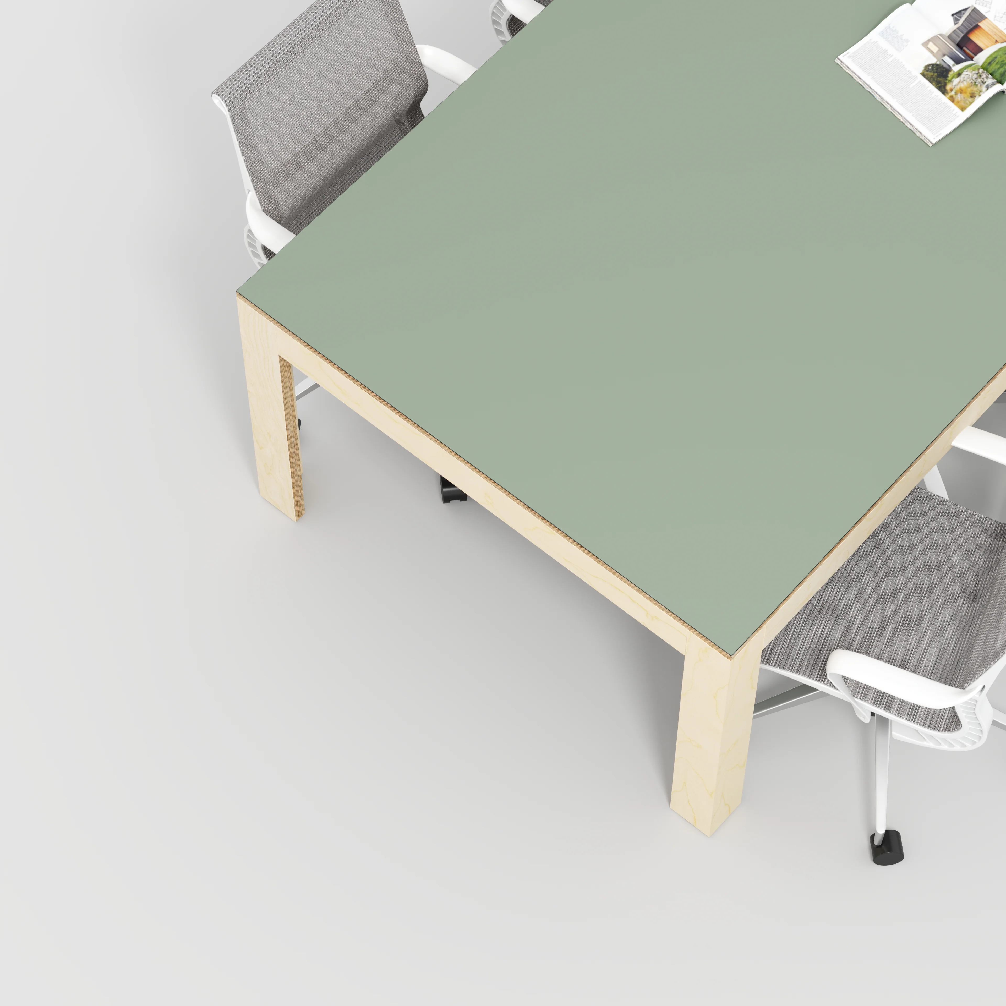 Plywood Table with Solid Frame - Formica Green Slate - 2400(w) x 1200(d) x 750(h) - Image 3