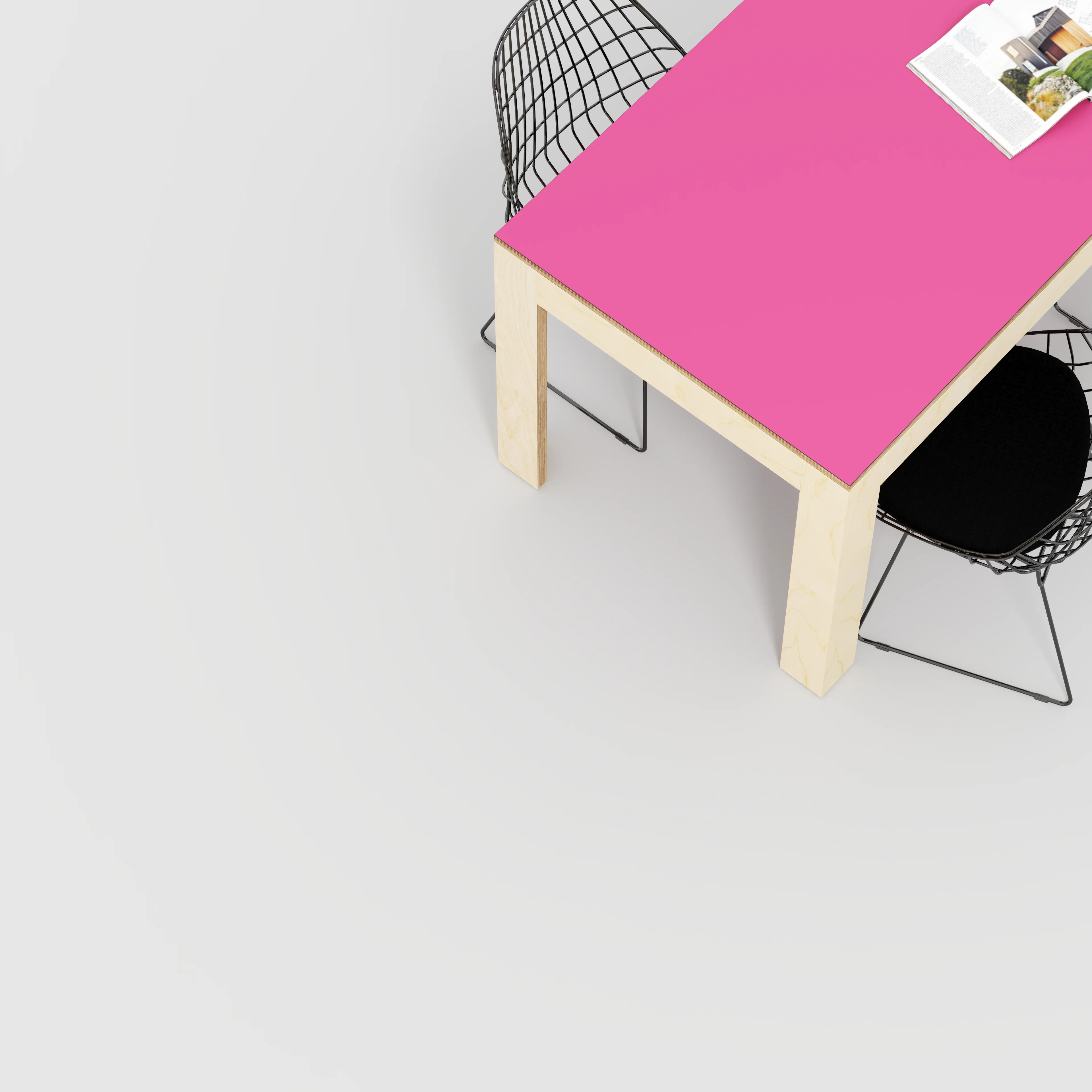 Plywood Table with Solid Frame - Formica Juicy Pink - 1600(w) x 800(d) x 750(h) - Image 3