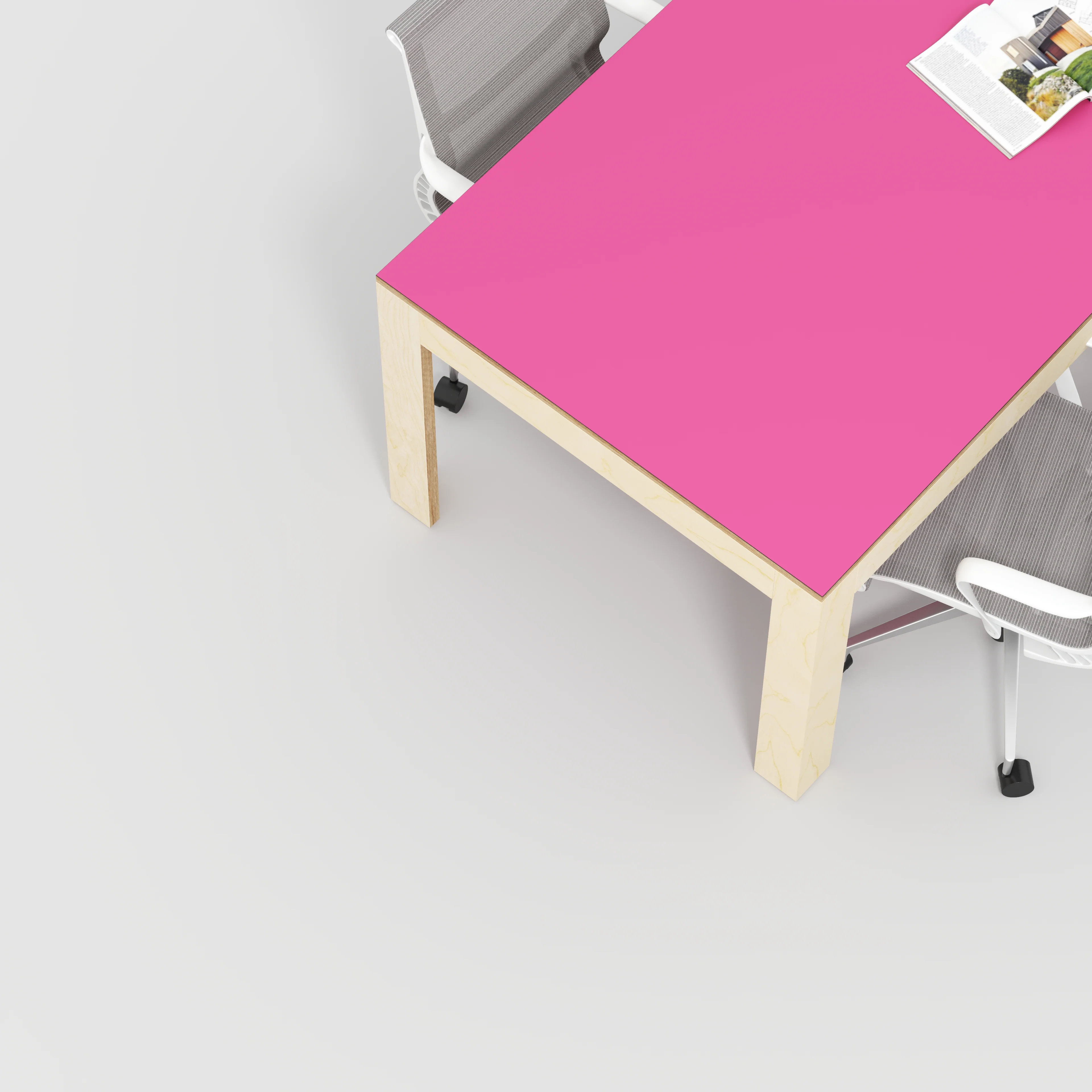 Plywood Table with Solid Frame - Formica Juicy Pink - 2000(w) x 1000(d) x 750(h) - Image 3
