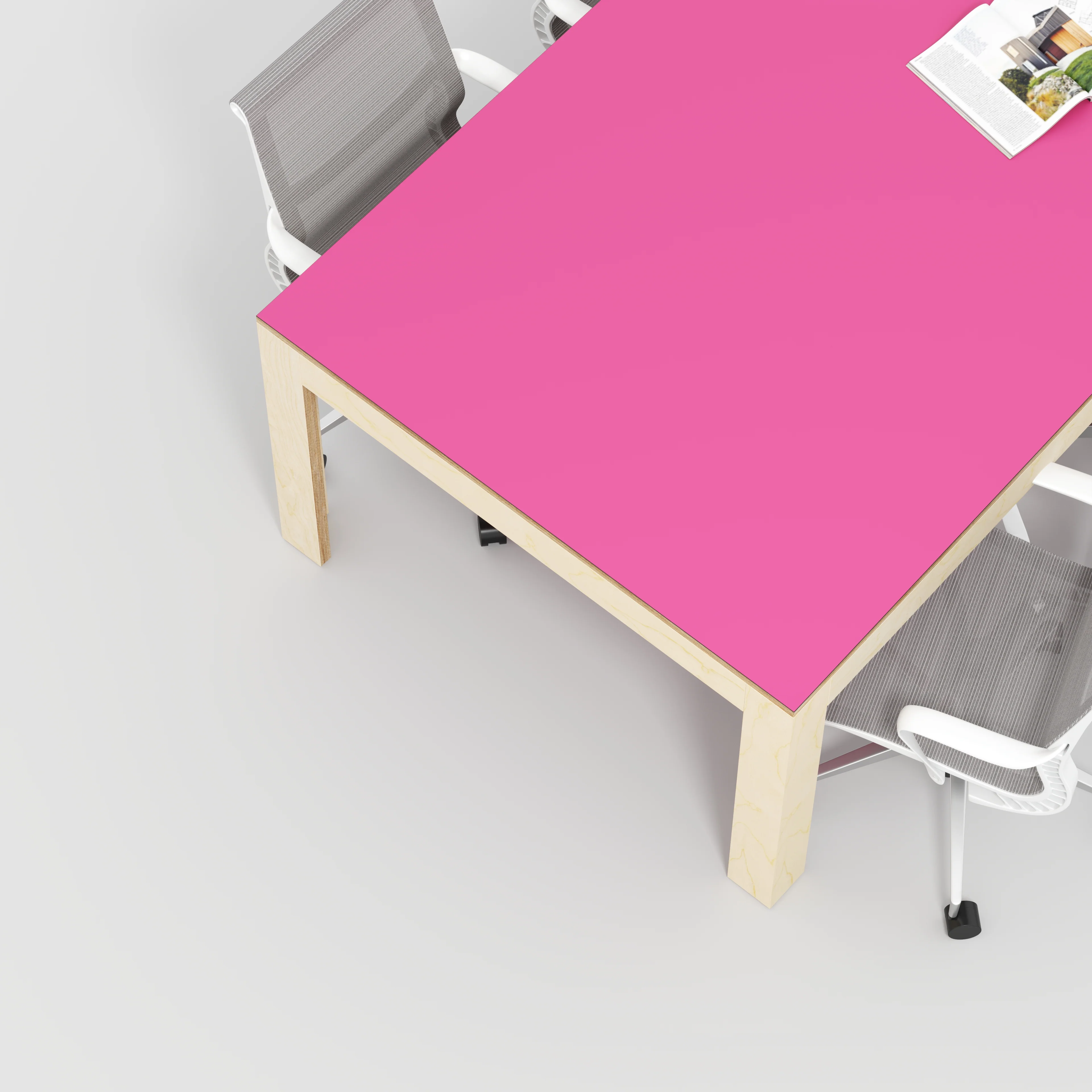 Plywood Table with Solid Frame - Formica Juicy Pink - 2400(w) x 1200(d) x 750(h) - Image 3