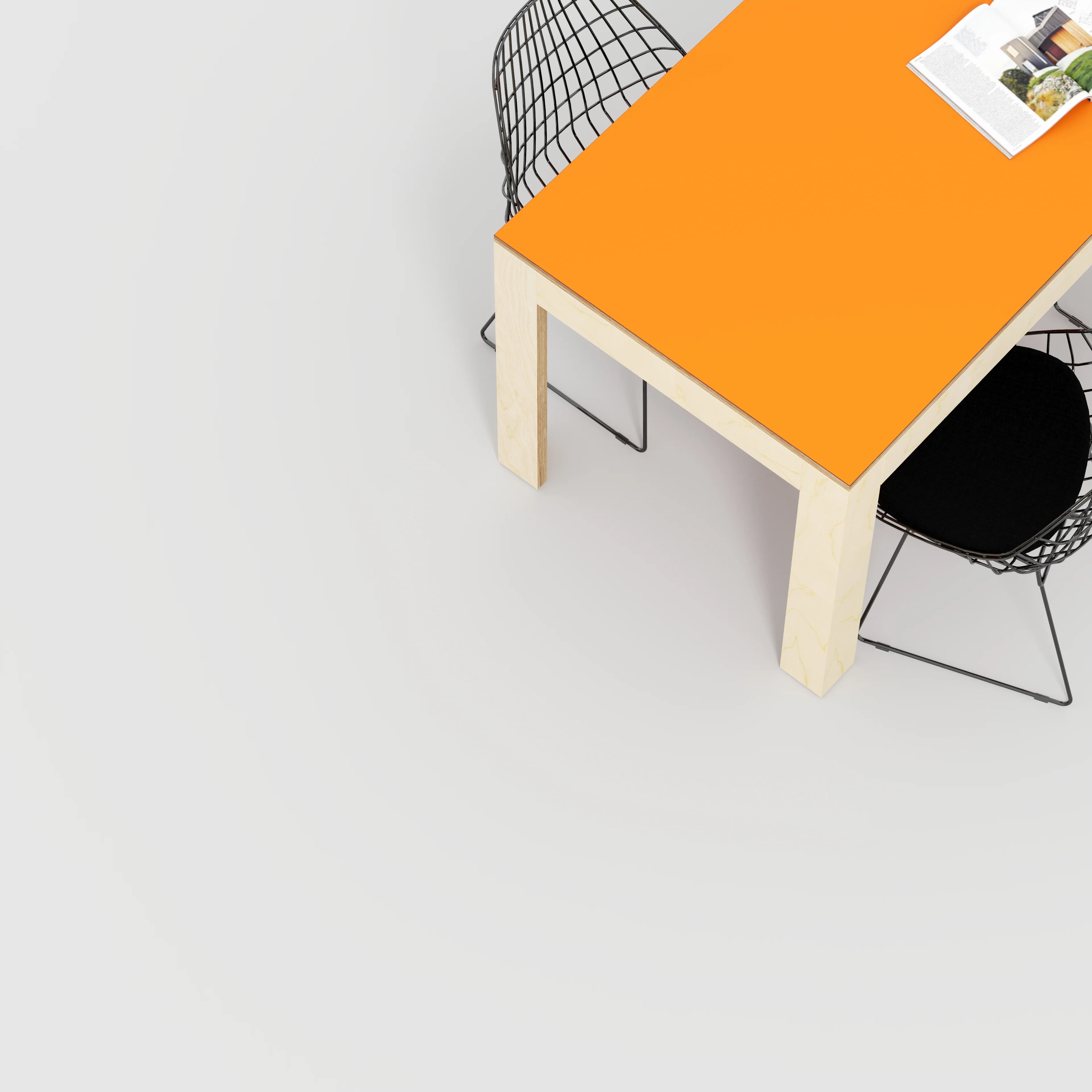 Plywood Table with Solid Frame - Formica Levante Orange - 1600(w) x 800(d) x 750(h) - Image 3
