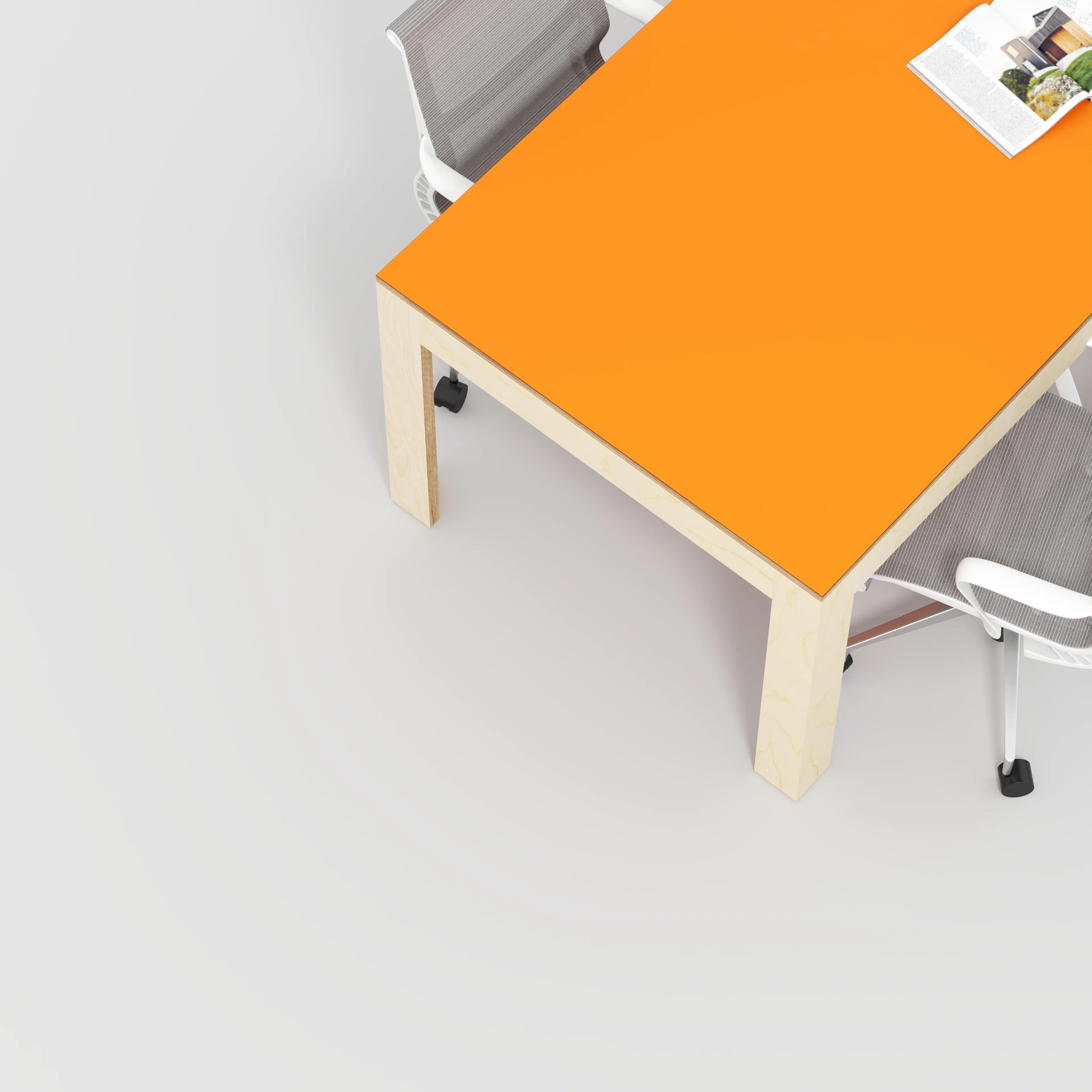 Plywood Table with Solid Frame - Formica Levante Orange - 2000(w) x 1000(d) x 750(h) - Image 3