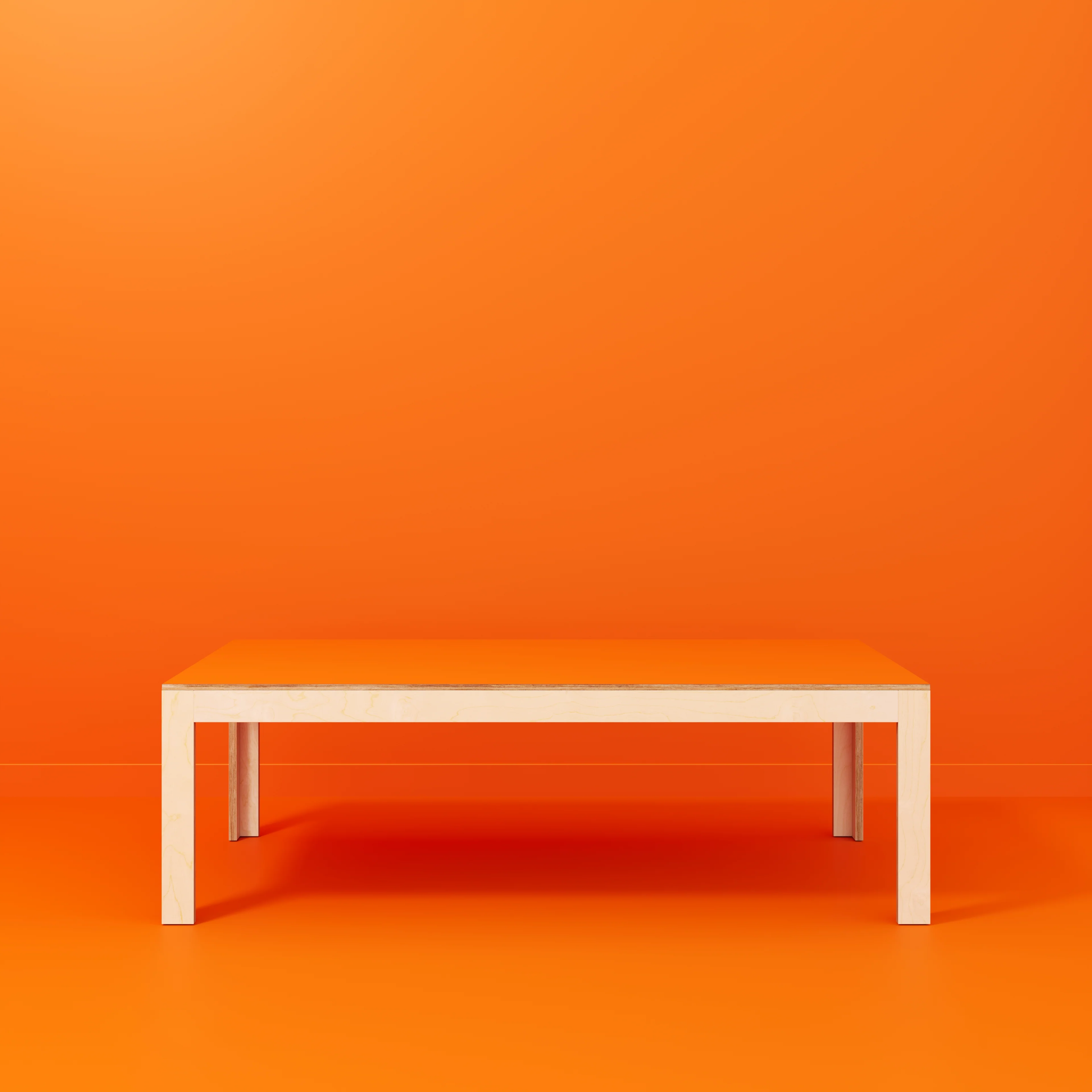 Plywood Table with Solid Frame - Formica Levante Orange - 2400(w) x 1200(d) x 750(h) - Image 2