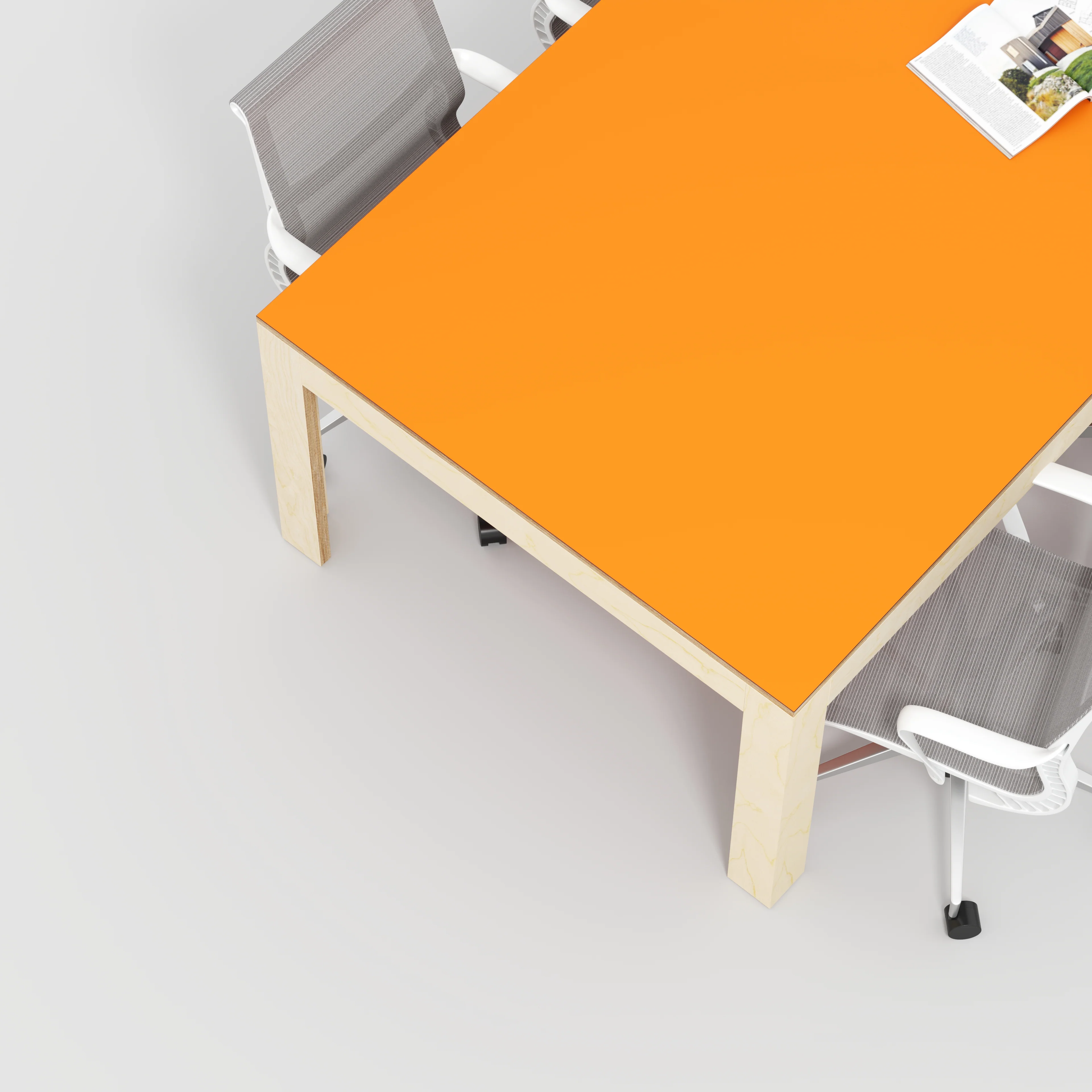 Plywood Table with Solid Frame - Formica Levante Orange - 2400(w) x 1200(d) x 750(h) - Image 3