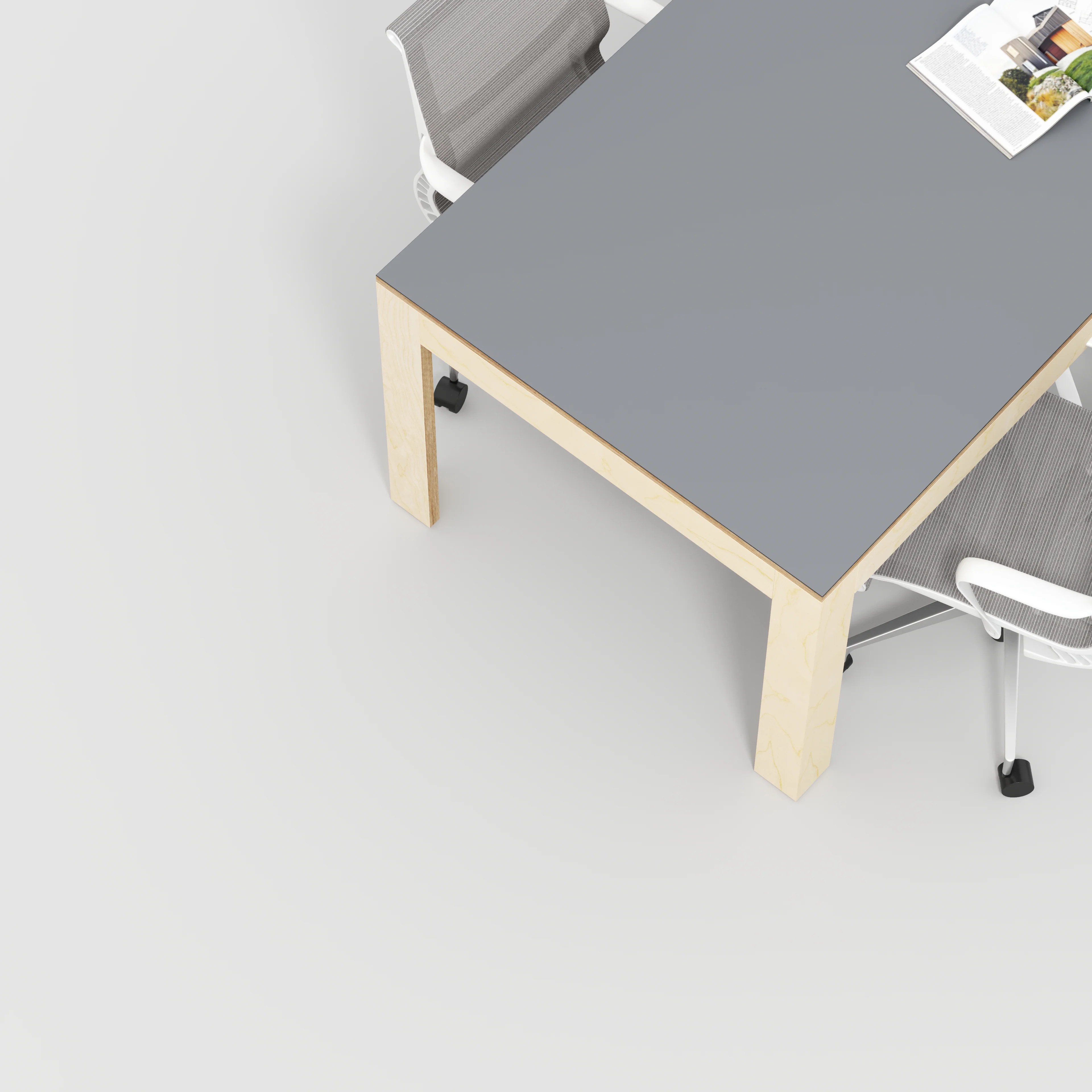 Plywood Table with Solid Frame - Formica Tornado Grey - 2000(w) x 1000(d) x 750(h) - Image 3