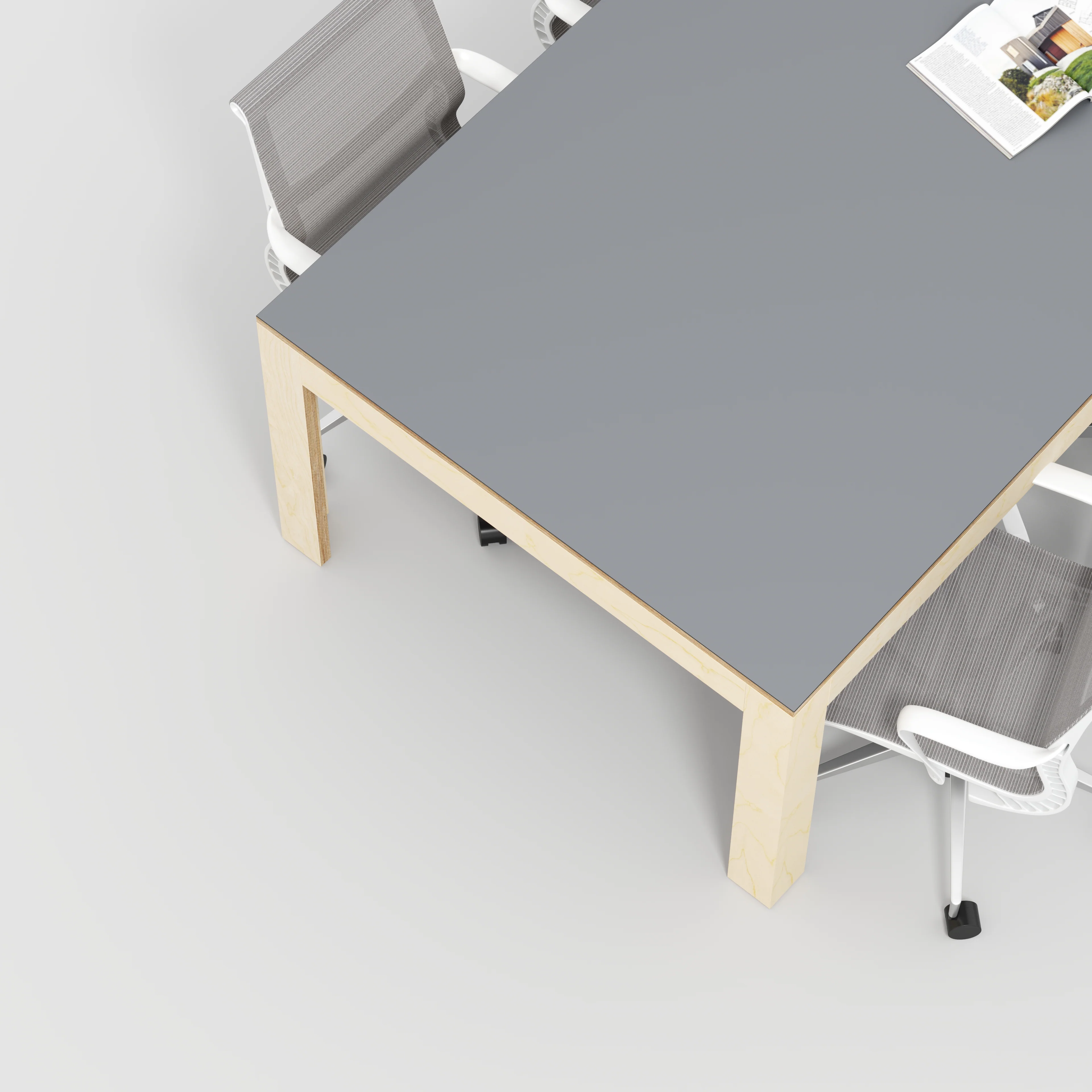 Plywood Table with Solid Frame - Formica Tornado Grey - 2400(w) x 1200(d) x 750(h) - Image 3