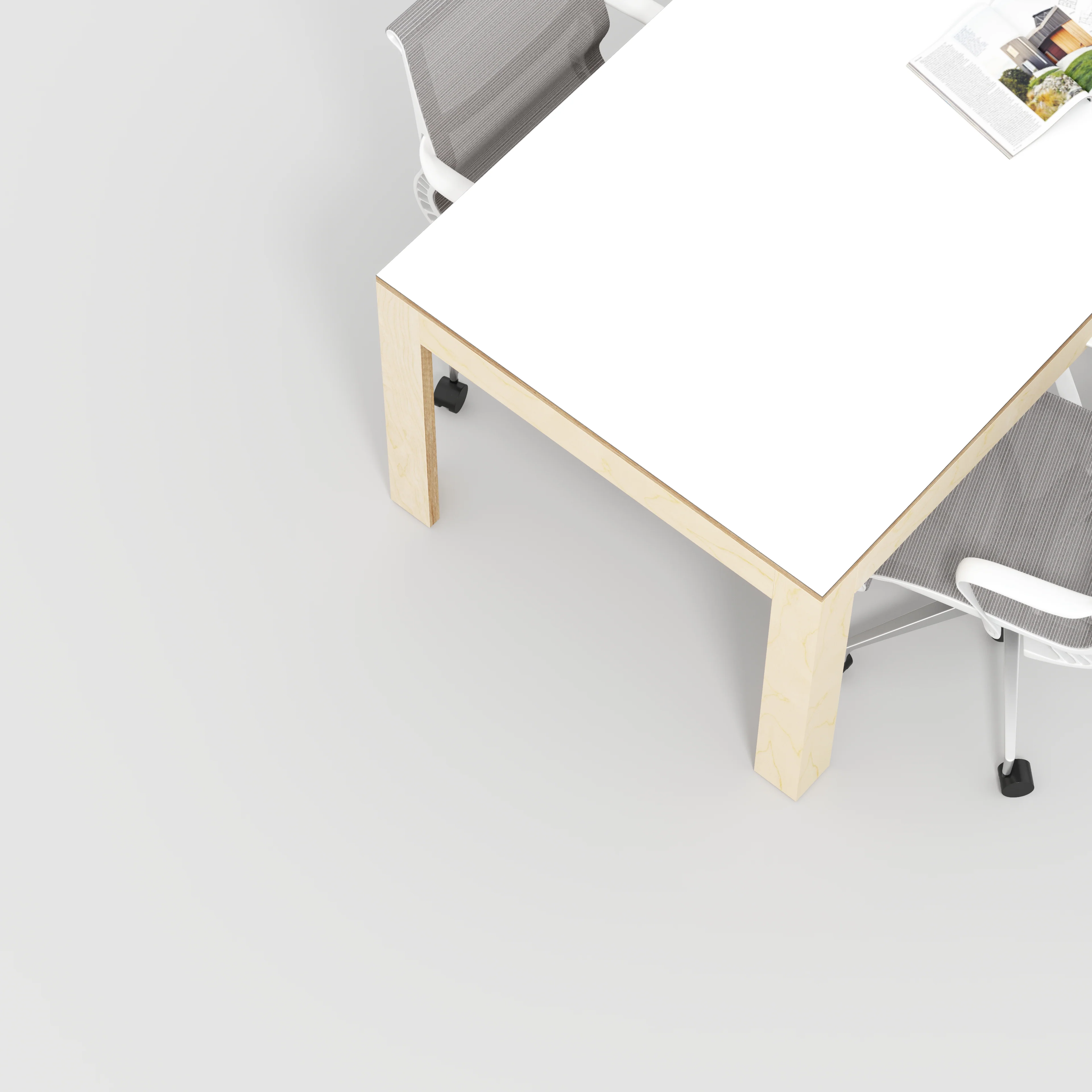 Plywood Table with Solid Frame - Formica White - 2000(w) x 1000(d) x 750(h) - Image 3