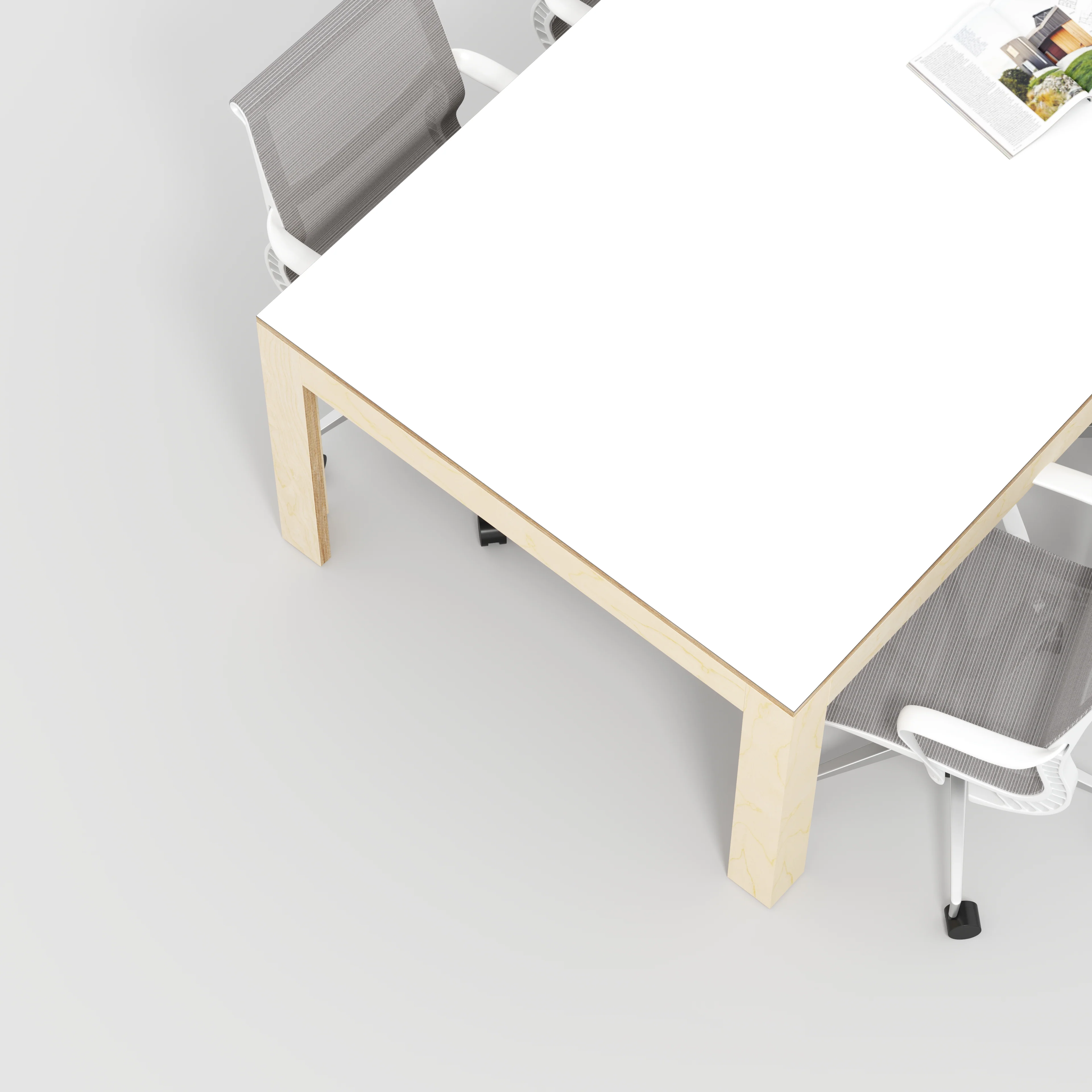 Plywood Table with Solid Frame - Formica White - 2400(w) x 1200(d) x 750(h) - Image 3