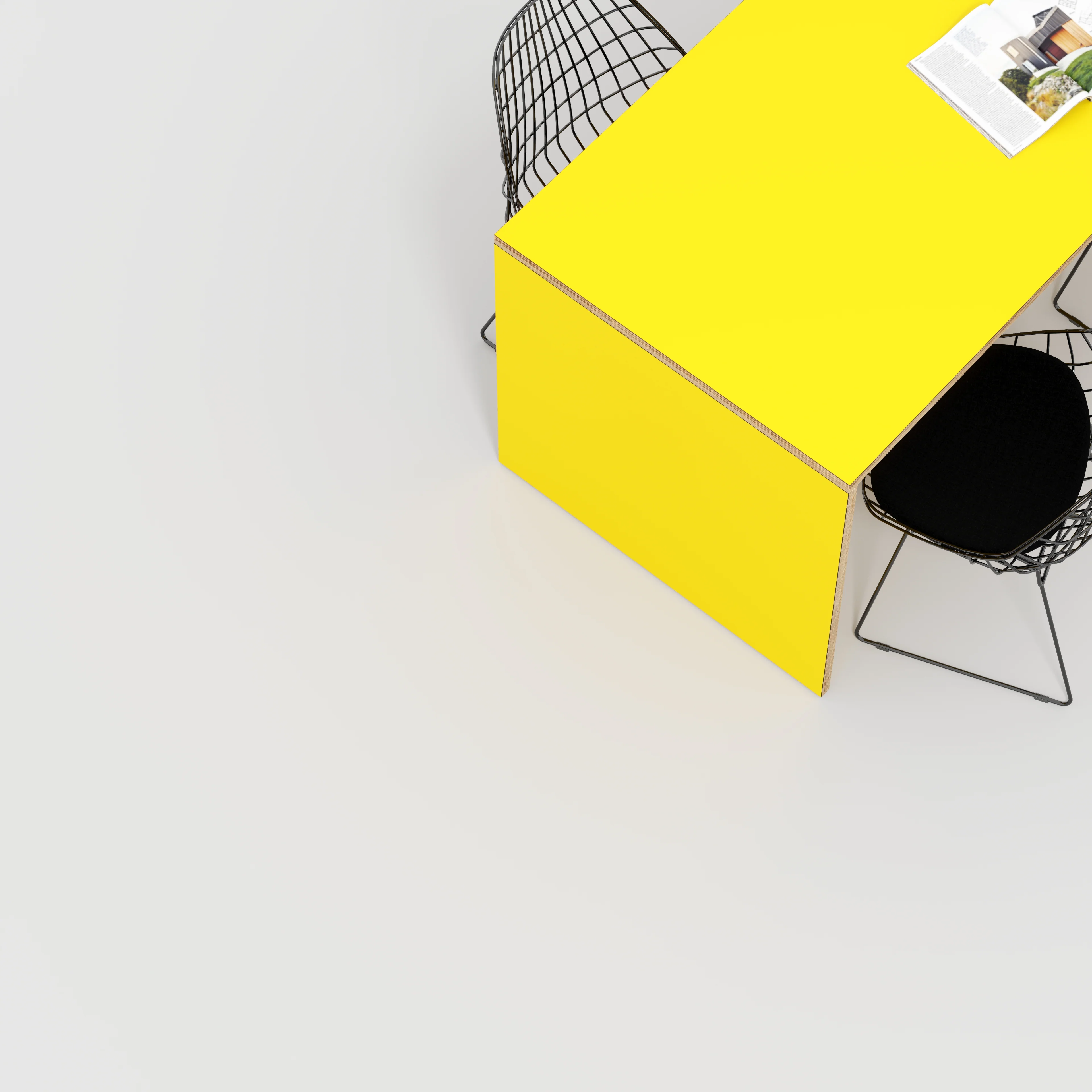 Plywood Table with Solid Sides - Formica Chrome Yellow - 1600(w) x 800(d) x 750(h) - Image 3