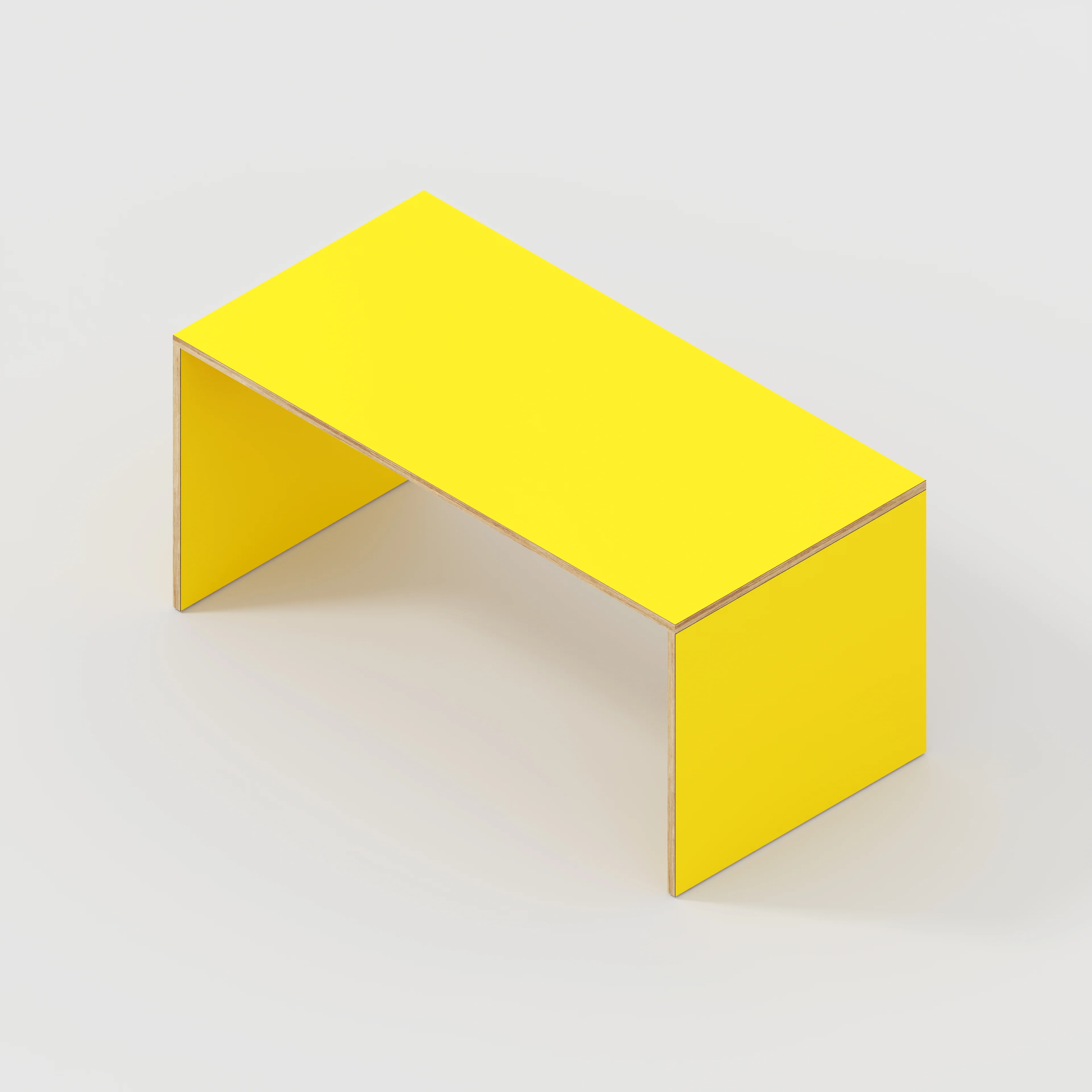 Plywood Table with Solid Sides - Formica Chrome Yellow - 1600(w) x 800(d) x 750(h) - Image 5