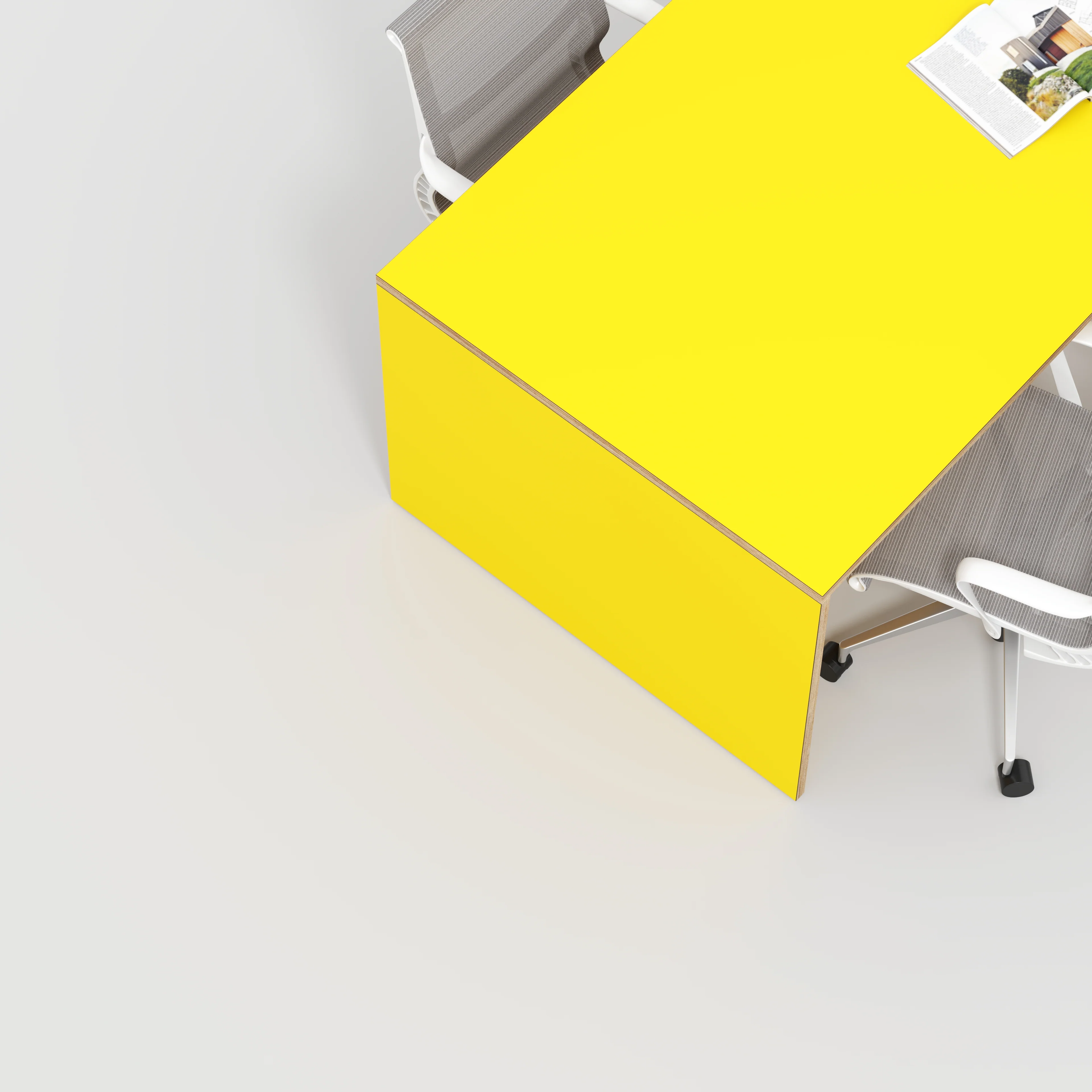 Plywood Table with Solid Sides - Formica Chrome Yellow - 2000(w) x 1000(d) x 750(h) - Image 3