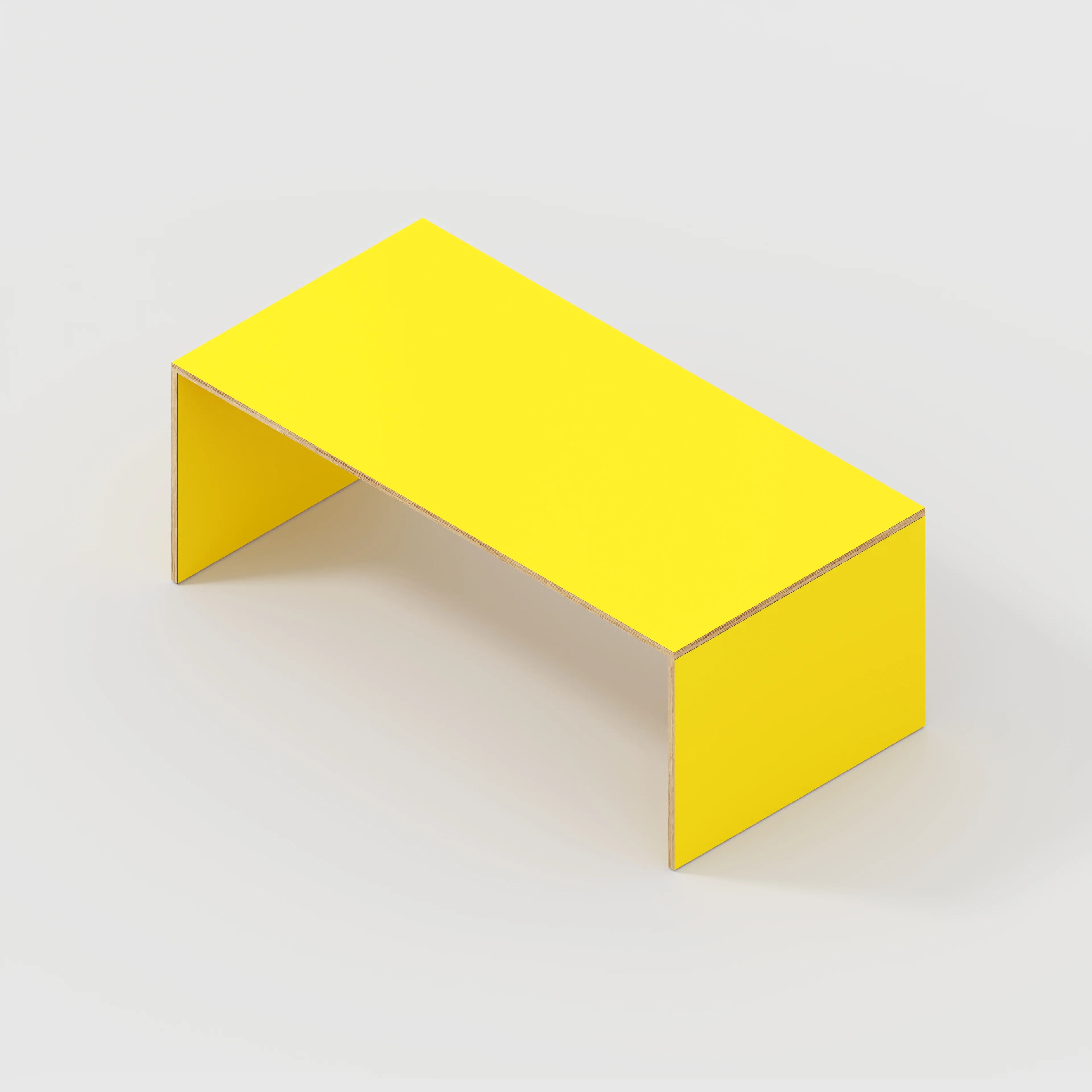 Plywood Table with Solid Sides - Formica Chrome Yellow - 2000(w) x 1000(d) x 750(h) - Image 5