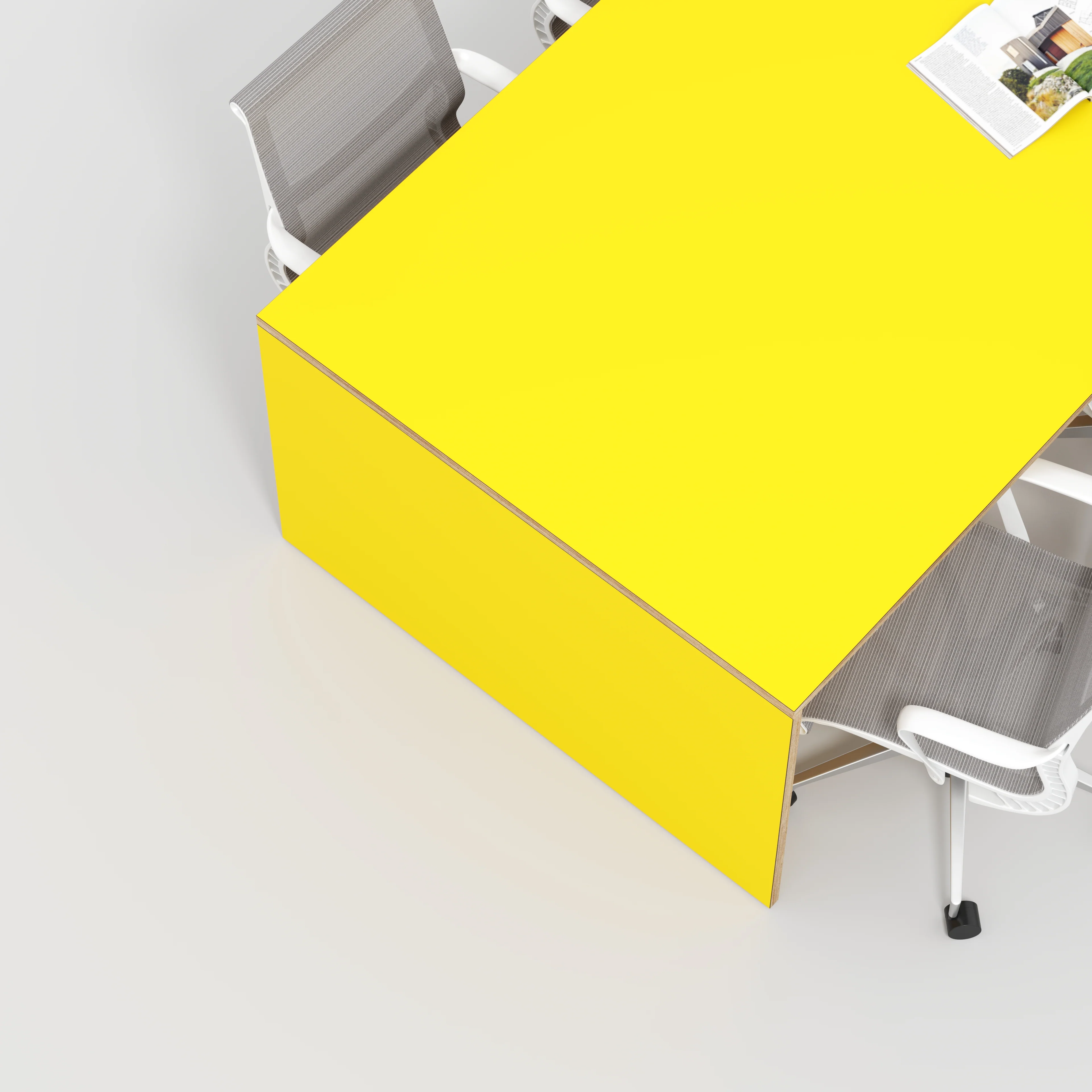 Plywood Table with Solid Sides - Formica Chrome Yellow - 2400(w) x 1200(d) x 750(h) - Image 3