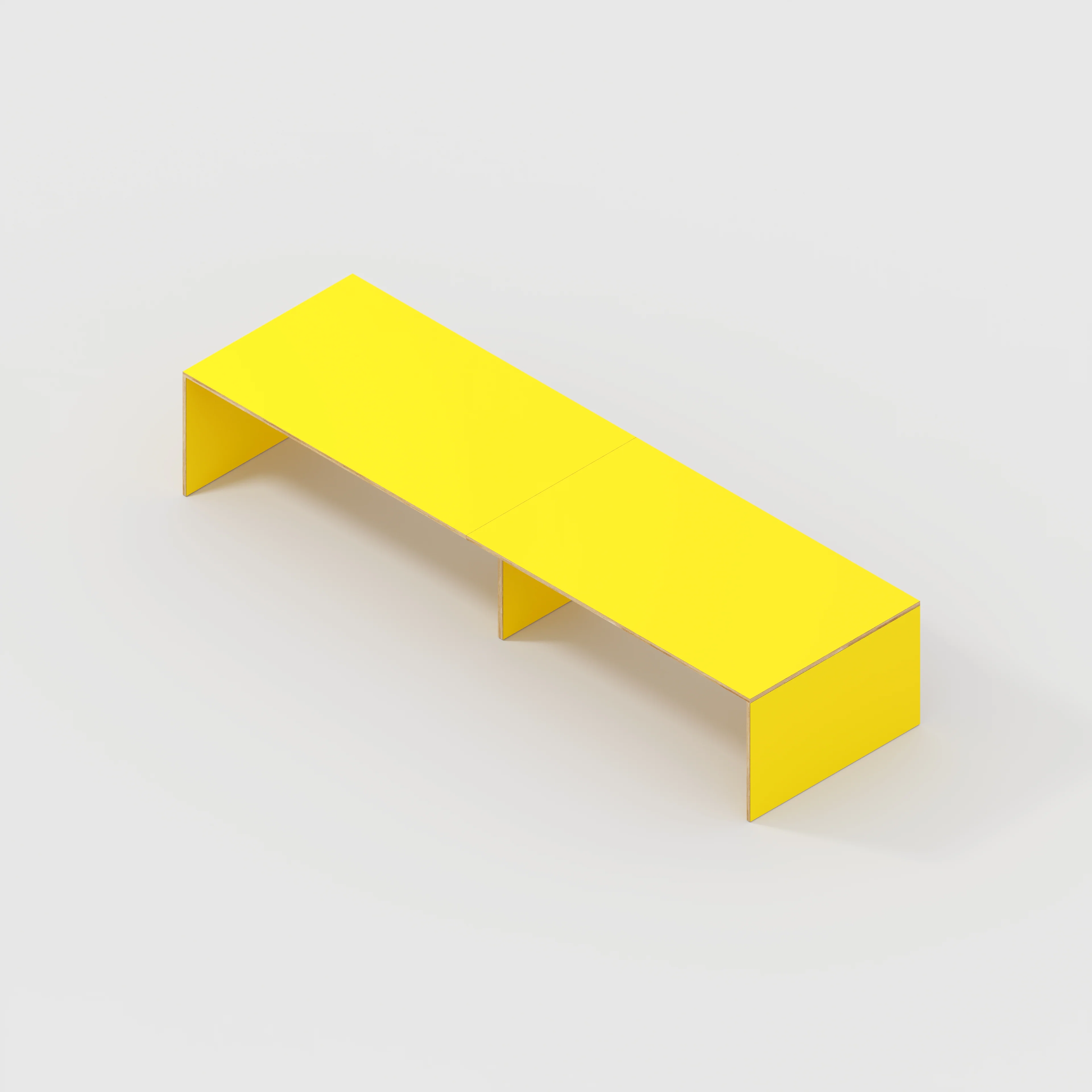 Plywood Table with Solid Sides - Formica Chrome Yellow - 4000(w) x 1000(d) x 750(h) - Image 5