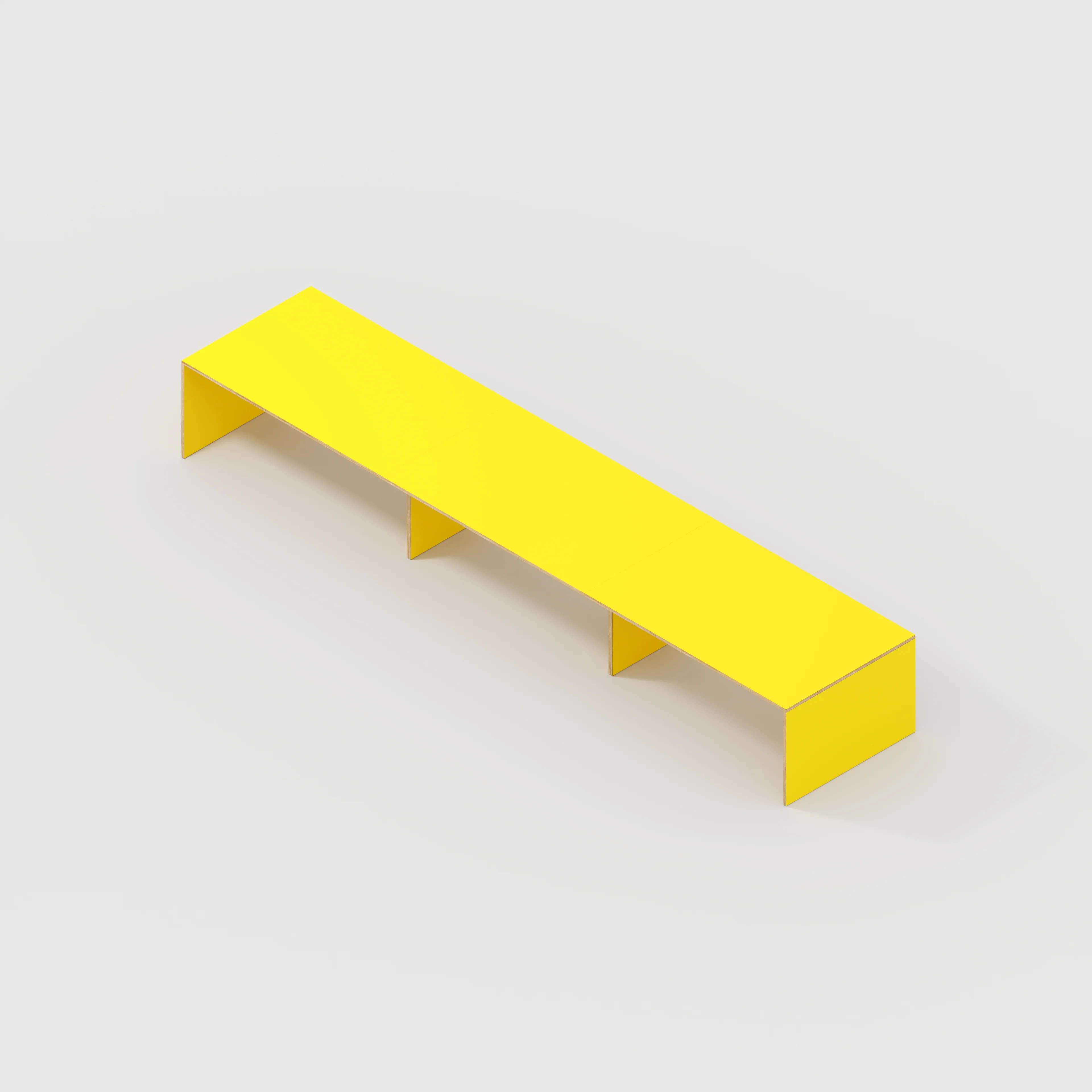 Plywood Table with Solid Sides - Formica Chrome Yellow - 5600(w) x 1000(d) x 750(h) - Image 5