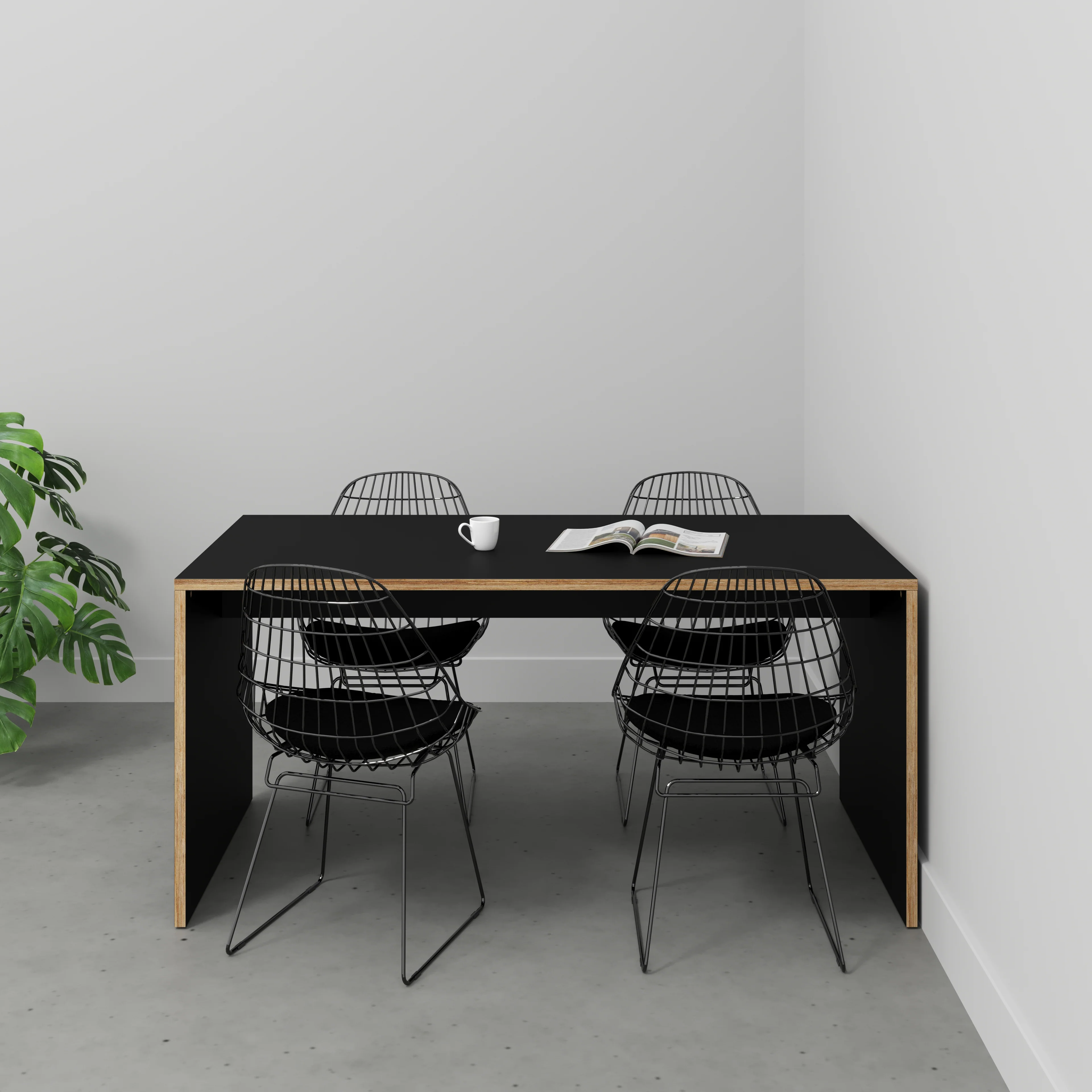 Plywood Table with Solid Sides - Formica Diamond Black - 1600(w) x 800(d) x 750(h) - Image 2