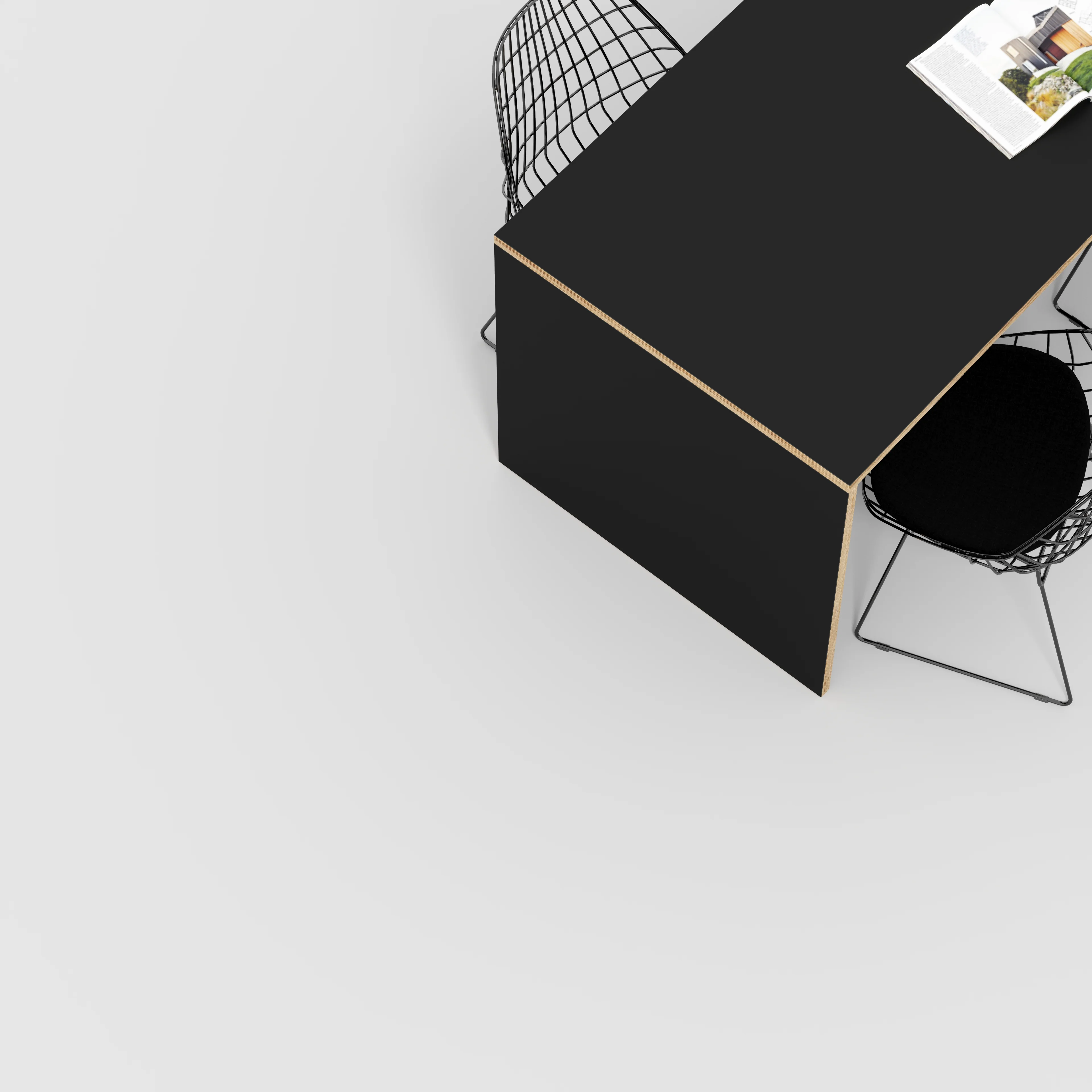 Plywood Table with Solid Sides - Formica Diamond Black - 1600(w) x 800(d) x 750(h) - Image 3