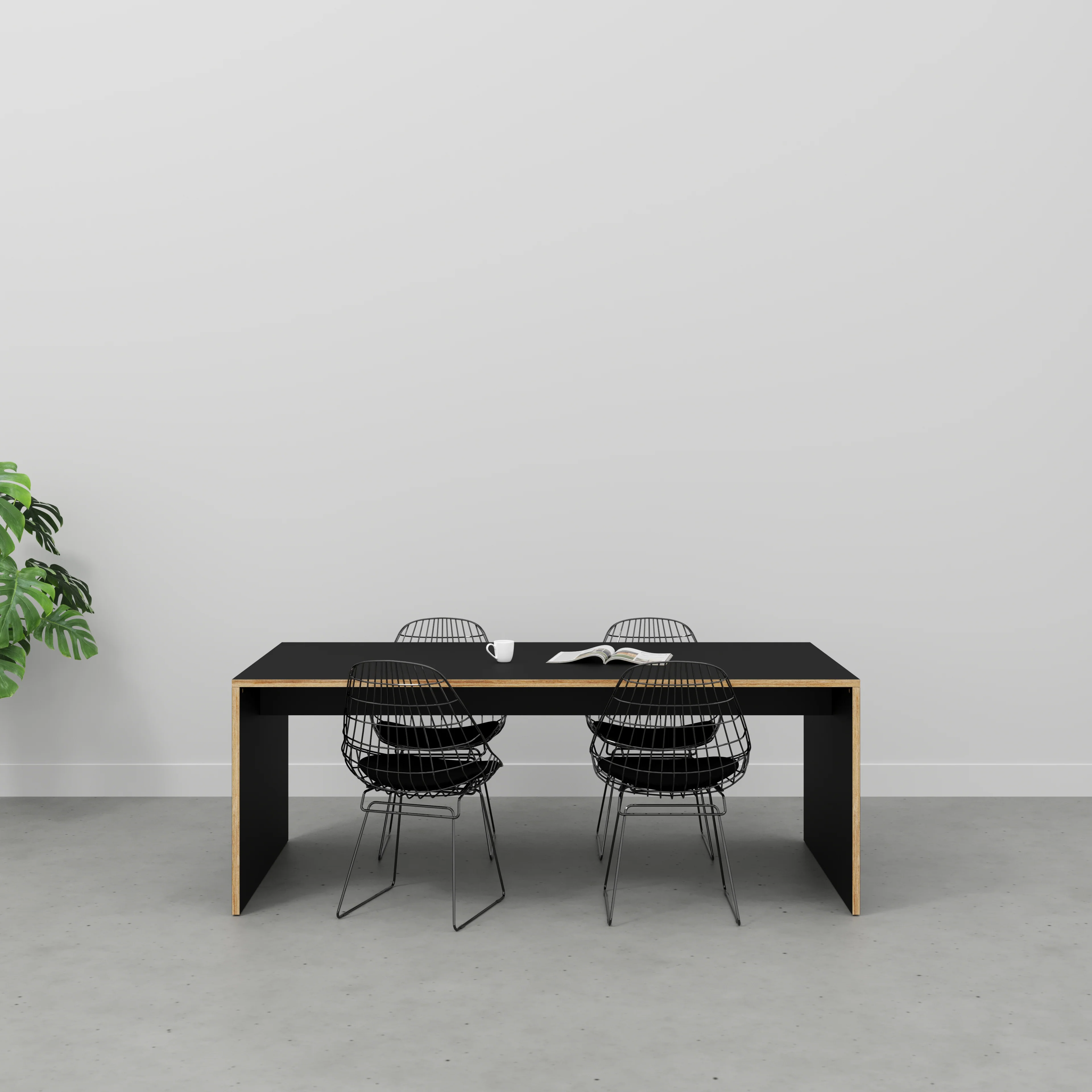 Plywood Table with Solid Sides - Formica Diamond Black - 2000(w) x 1000(d) x 750(h) - Image 2