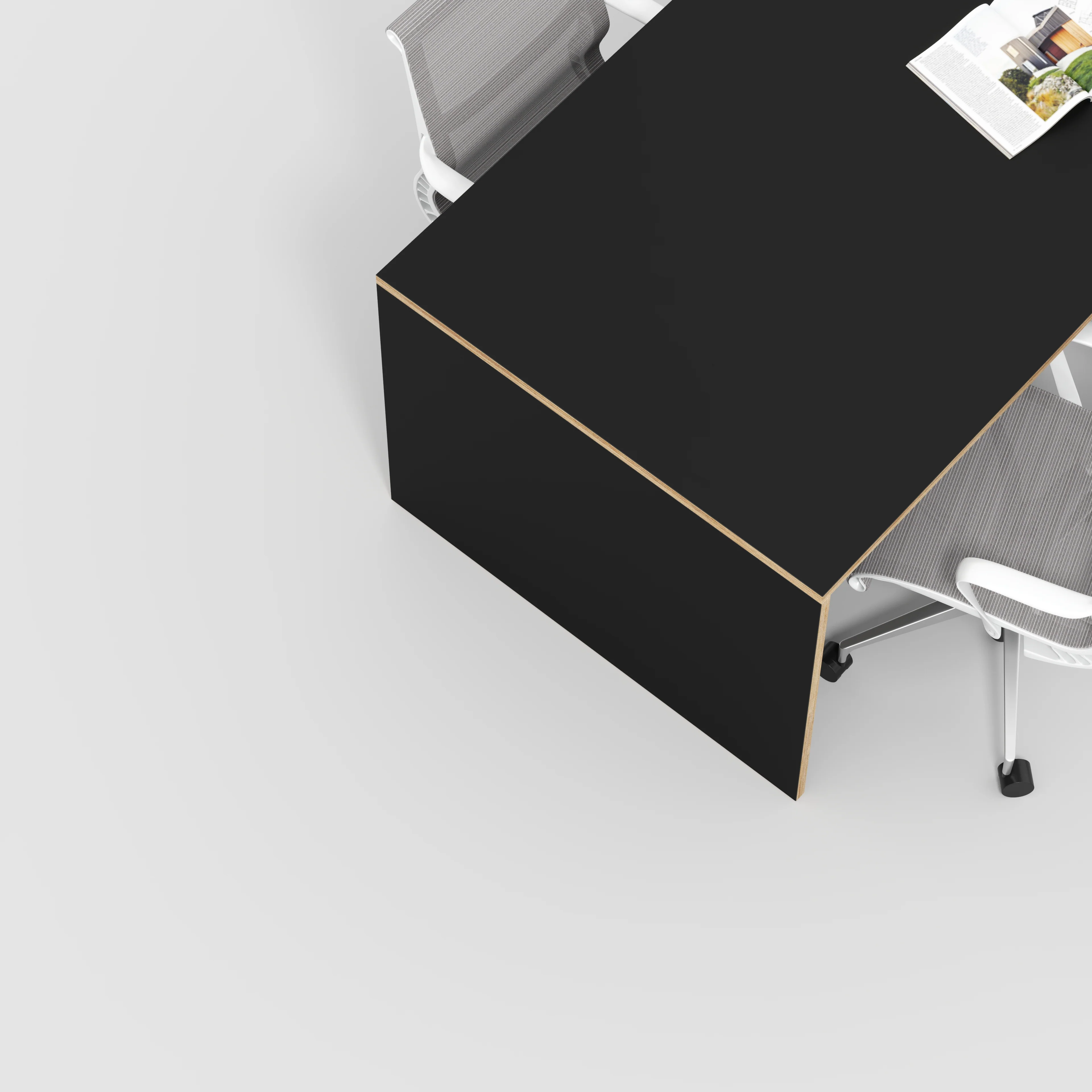 Plywood Table with Solid Sides - Formica Diamond Black - 2000(w) x 1000(d) x 750(h) - Image 3