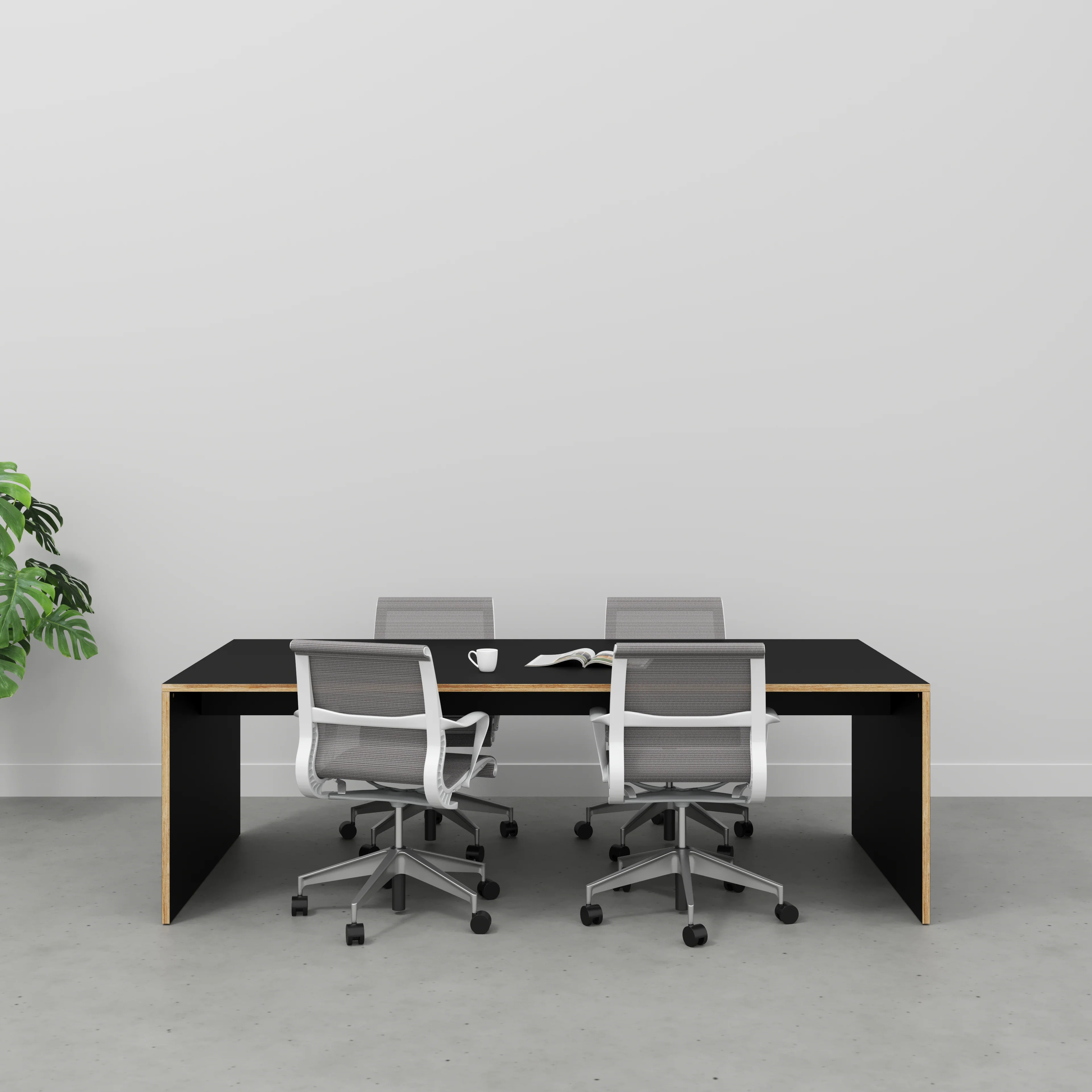 Plywood Table with Solid Sides - Formica Diamond Black - 2400(w) x 1200(d) x 750(h) - Image 2