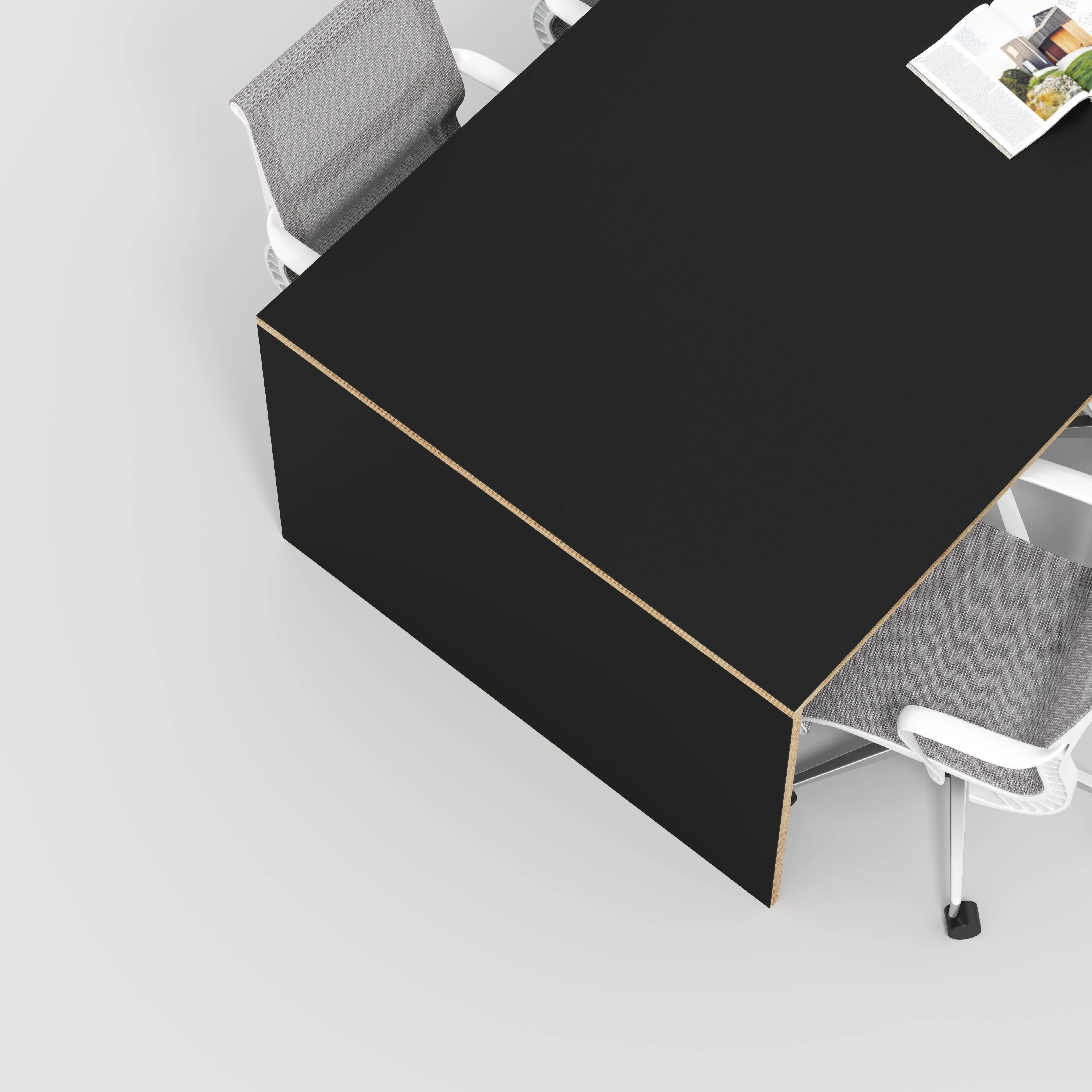 Plywood Table with Solid Sides - Formica Diamond Black - 4000(w) x 1000(d) x 750(h) - Image 3
