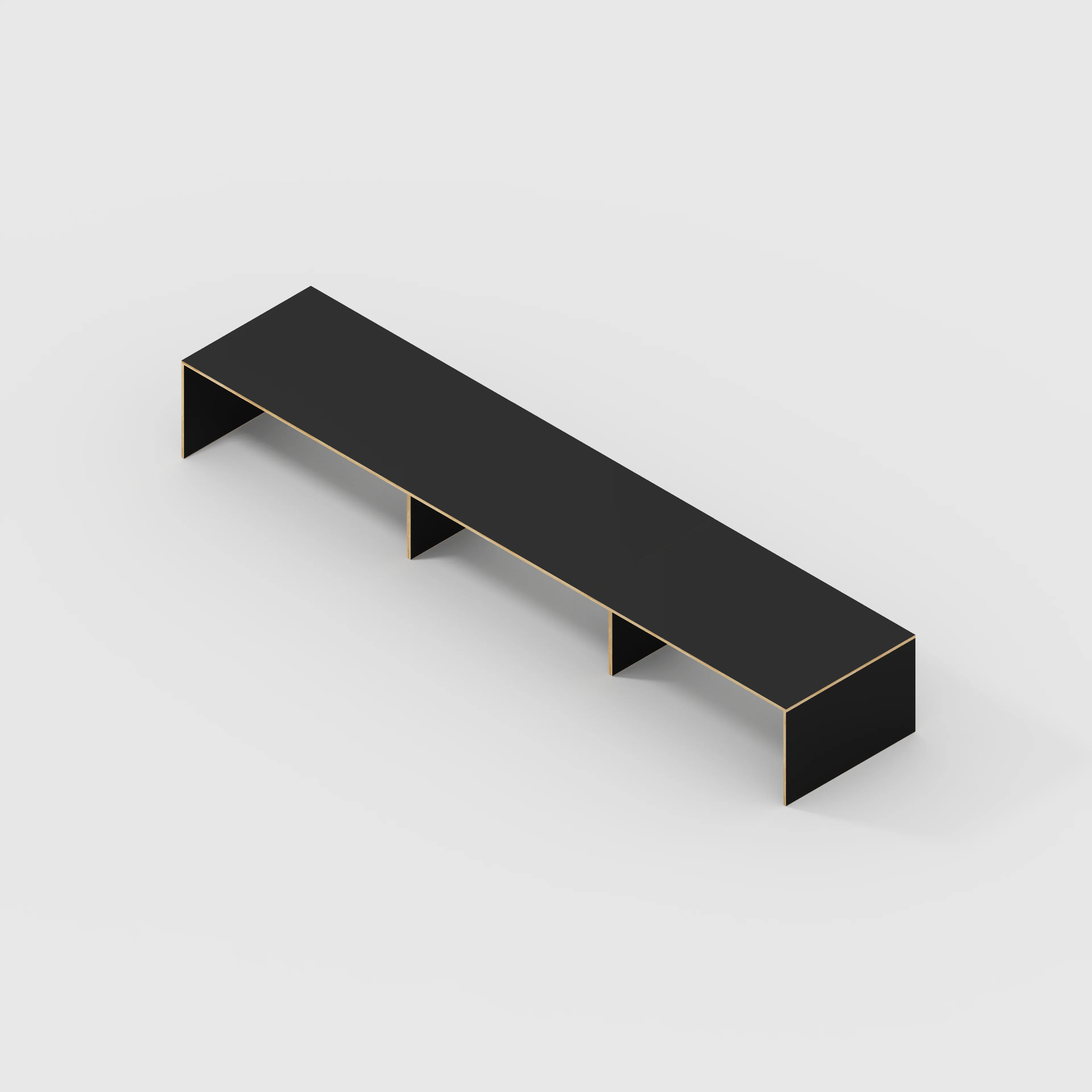 Plywood Table with Solid Sides - Formica Diamond Black - 5600(w) x 1000(d) x 750(h) - Image 5