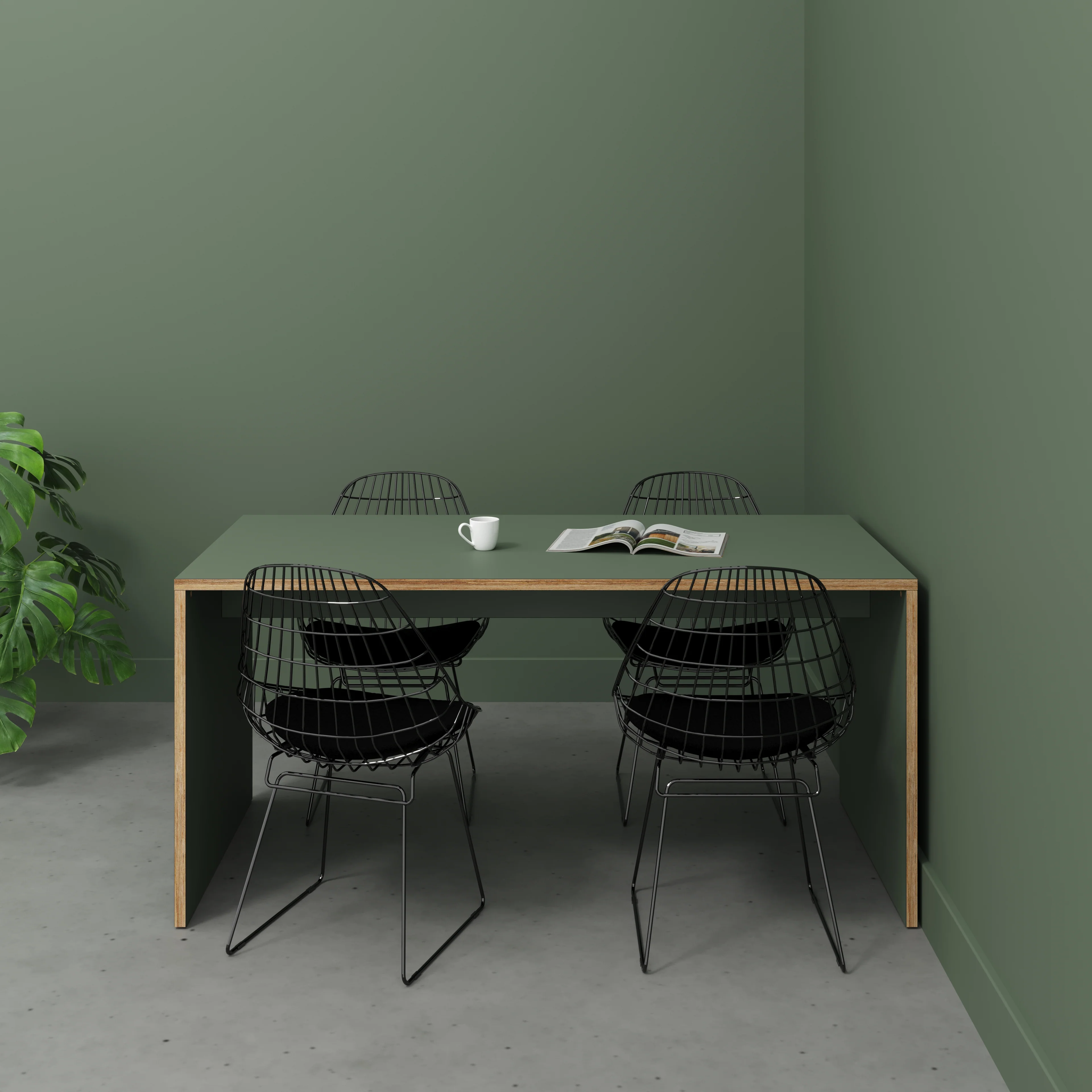 Plywood Table with Solid Sides - Formica Green Slate - 1600(w) x 800(d) x 750(h) - Image 2