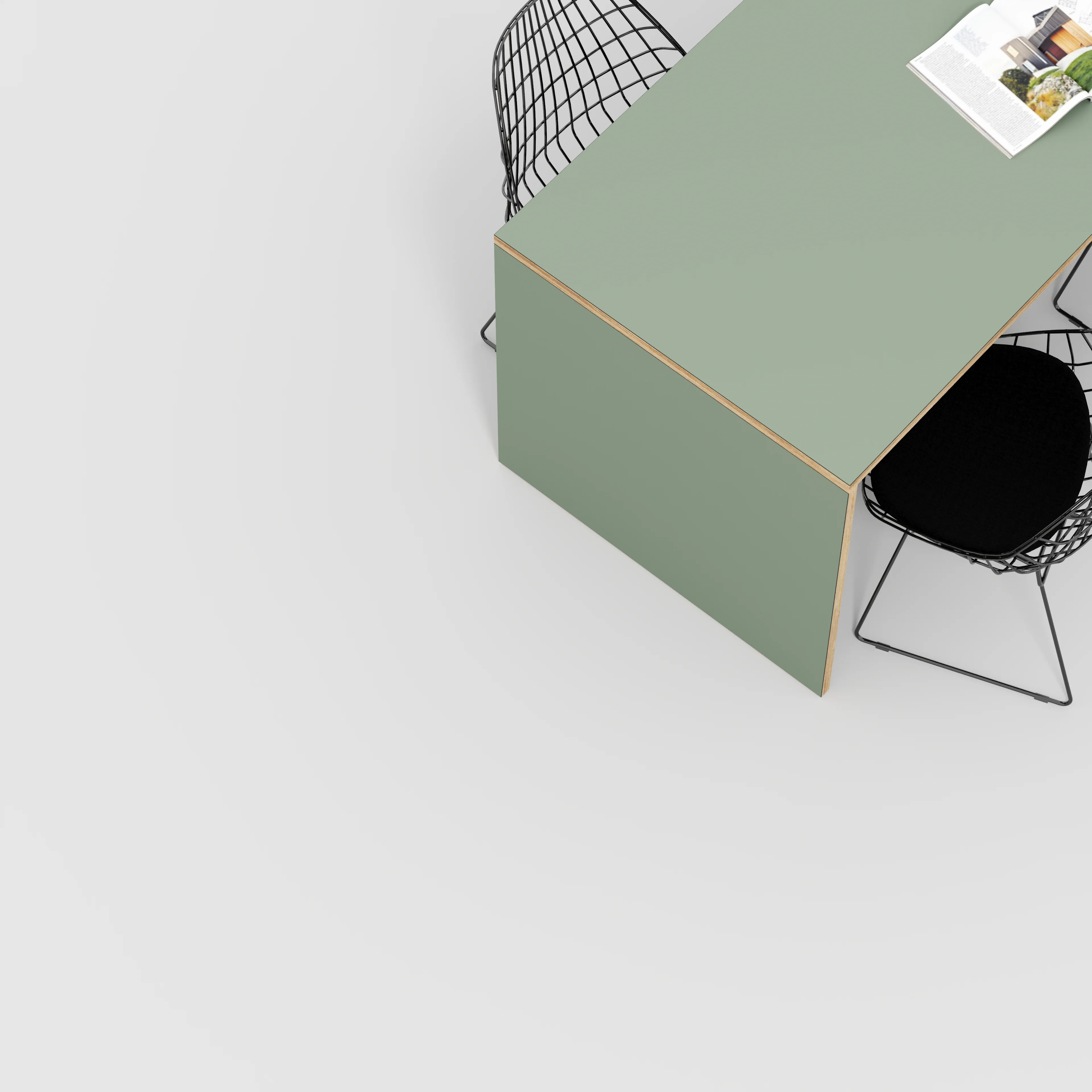 Plywood Table with Solid Sides - Formica Green Slate - 1600(w) x 800(d) x 750(h) - Image 3
