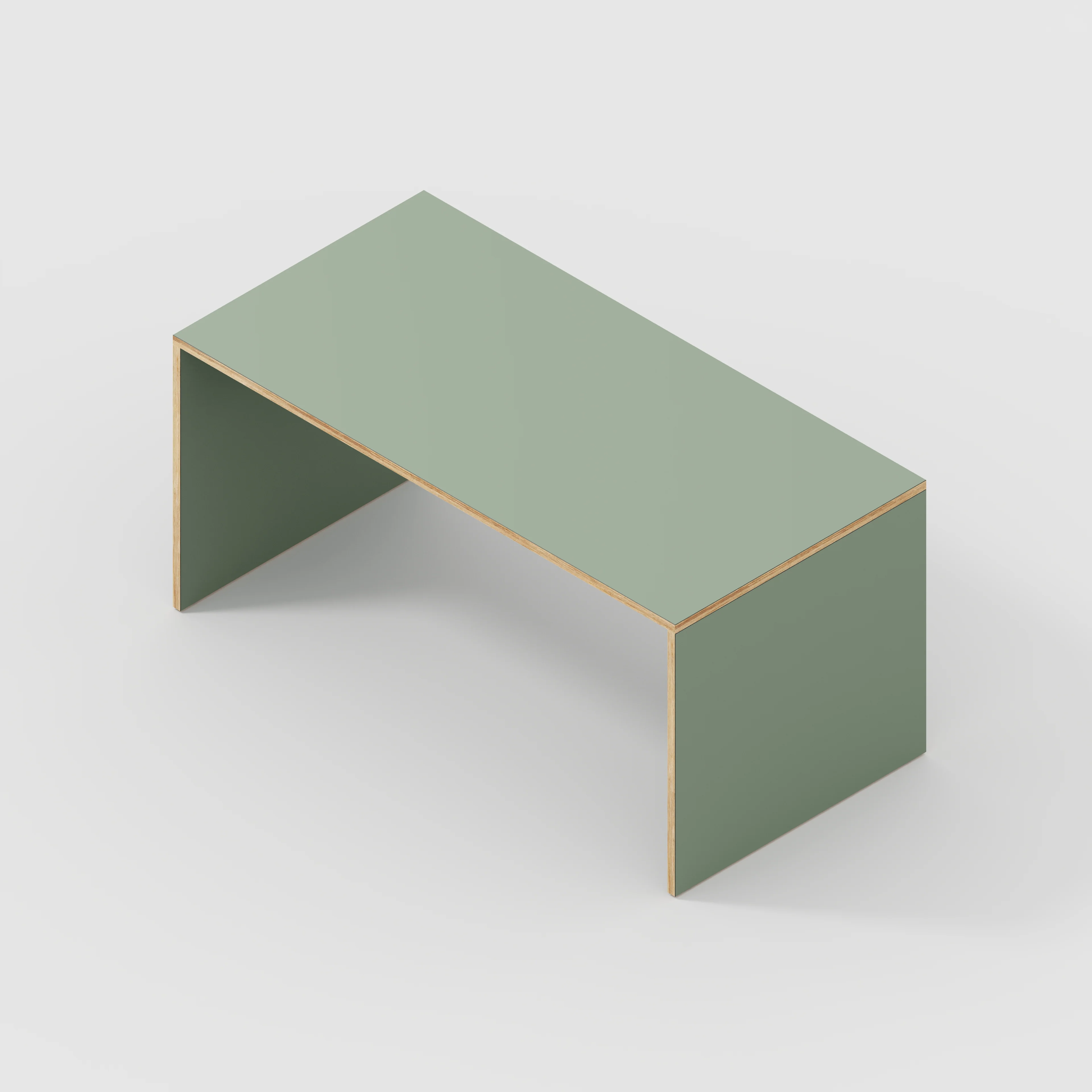 Plywood Table with Solid Sides - Formica Green Slate - 1600(w) x 800(d) x 750(h) - Image 5
