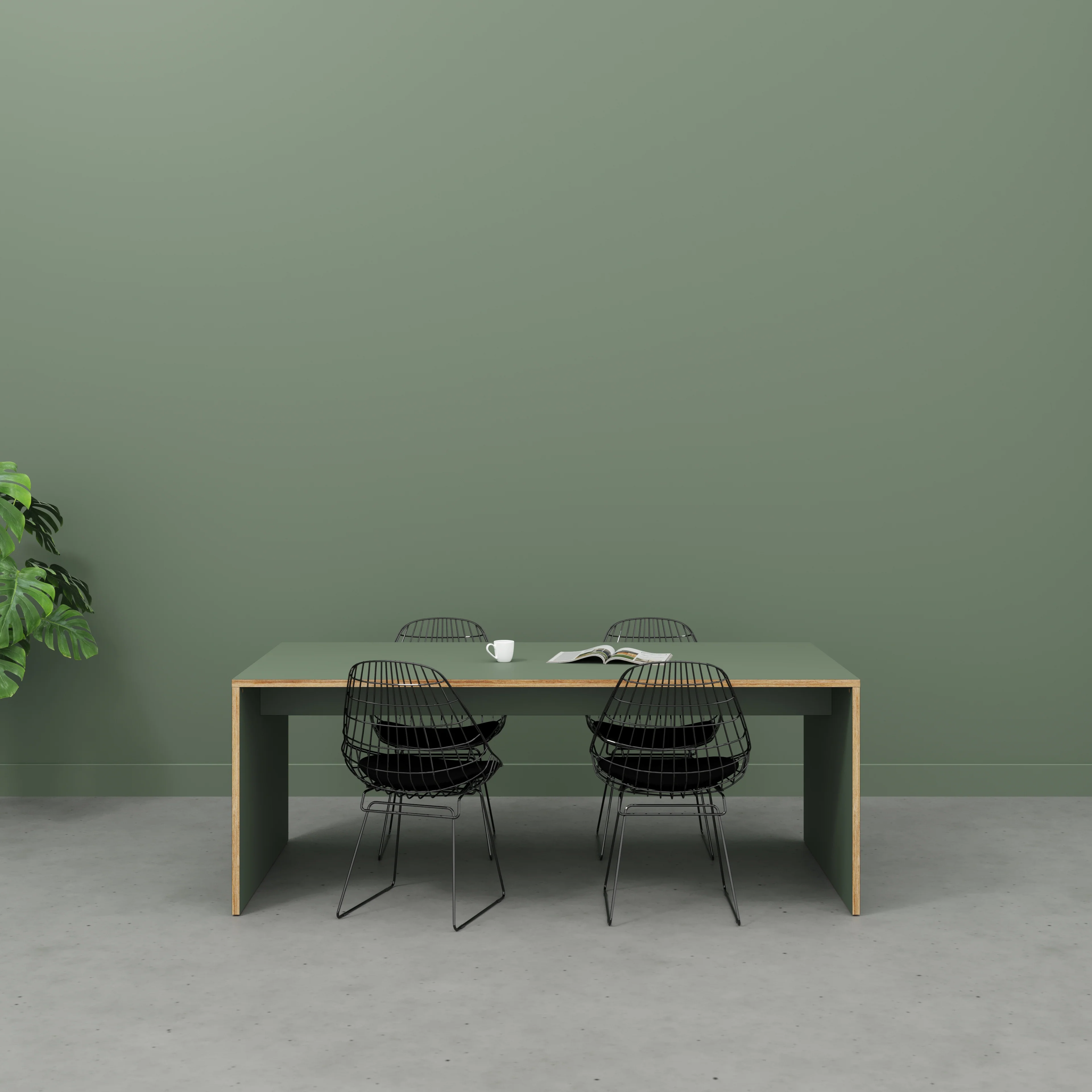 Plywood Table with Solid Sides - Formica Green Slate - 2000(w) x 1000(d) x 750(h) - Image 2