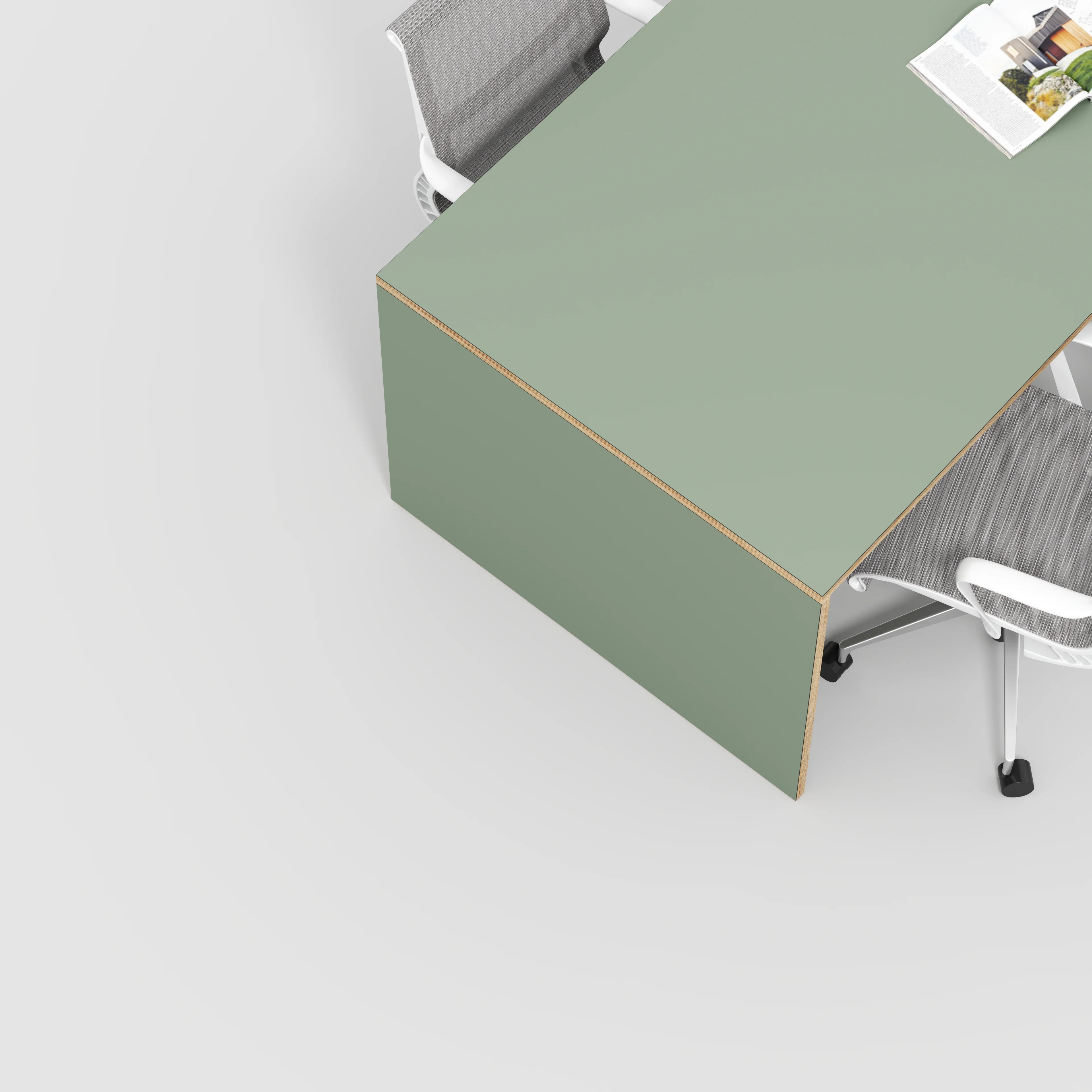 Plywood Table with Solid Sides - Formica Green Slate - 2000(w) x 1000(d) x 750(h) - Image 3