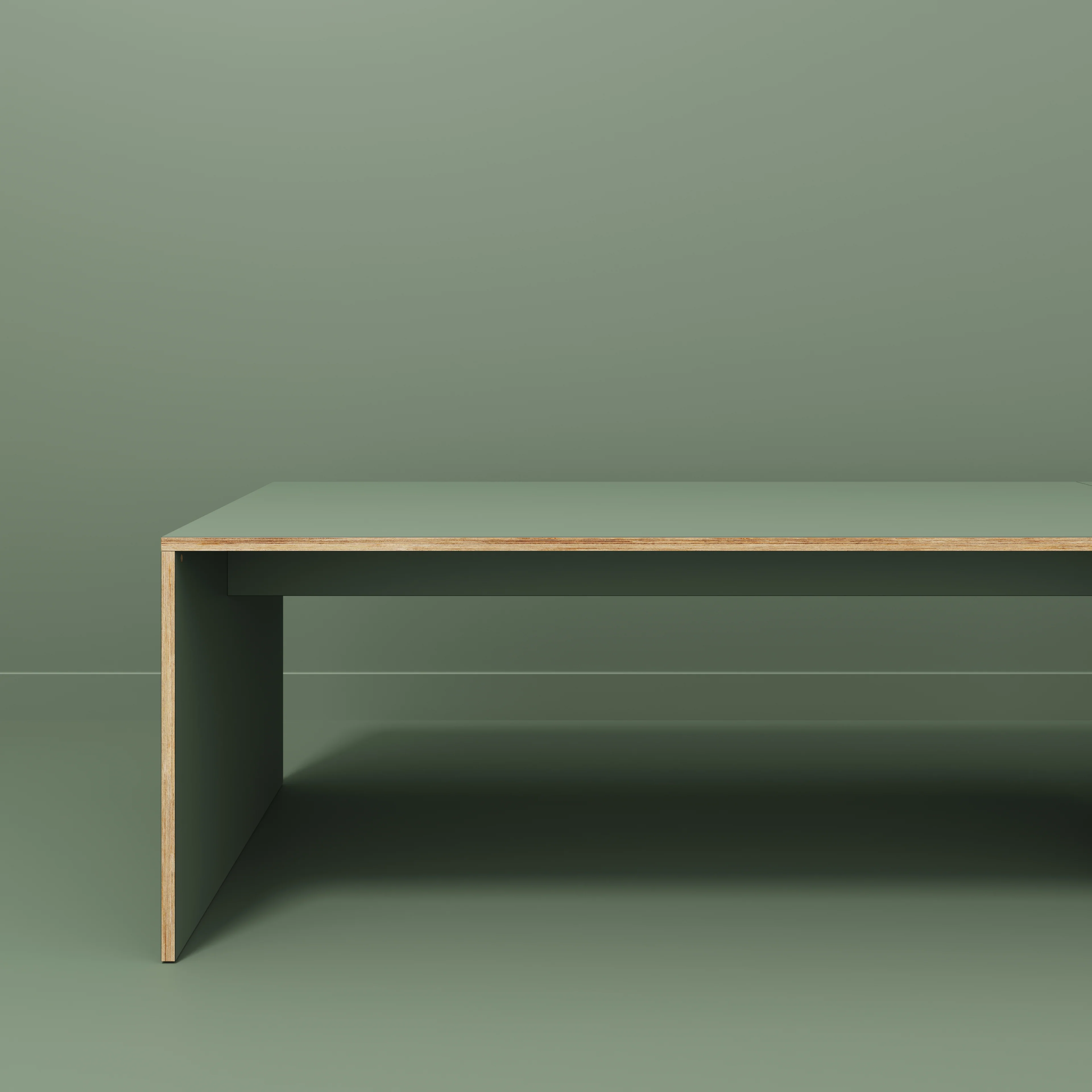 Plywood Table with Solid Sides - Formica Green Slate - 4000(w) x 1000(d) x 750(h) - Image 2