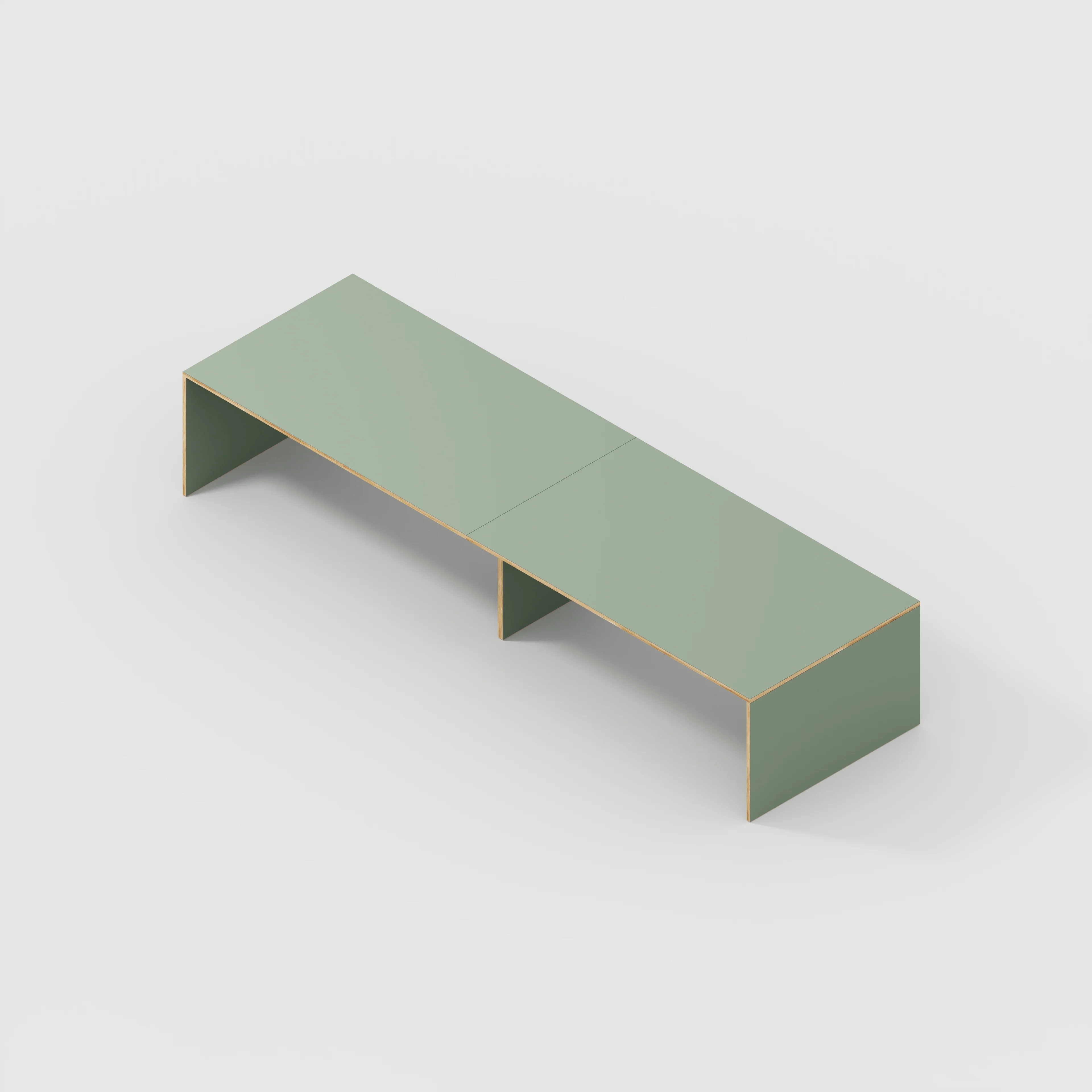 Plywood Table with Solid Sides - Formica Green Slate - 4000(w) x 1000(d) x 750(h) - Image 5