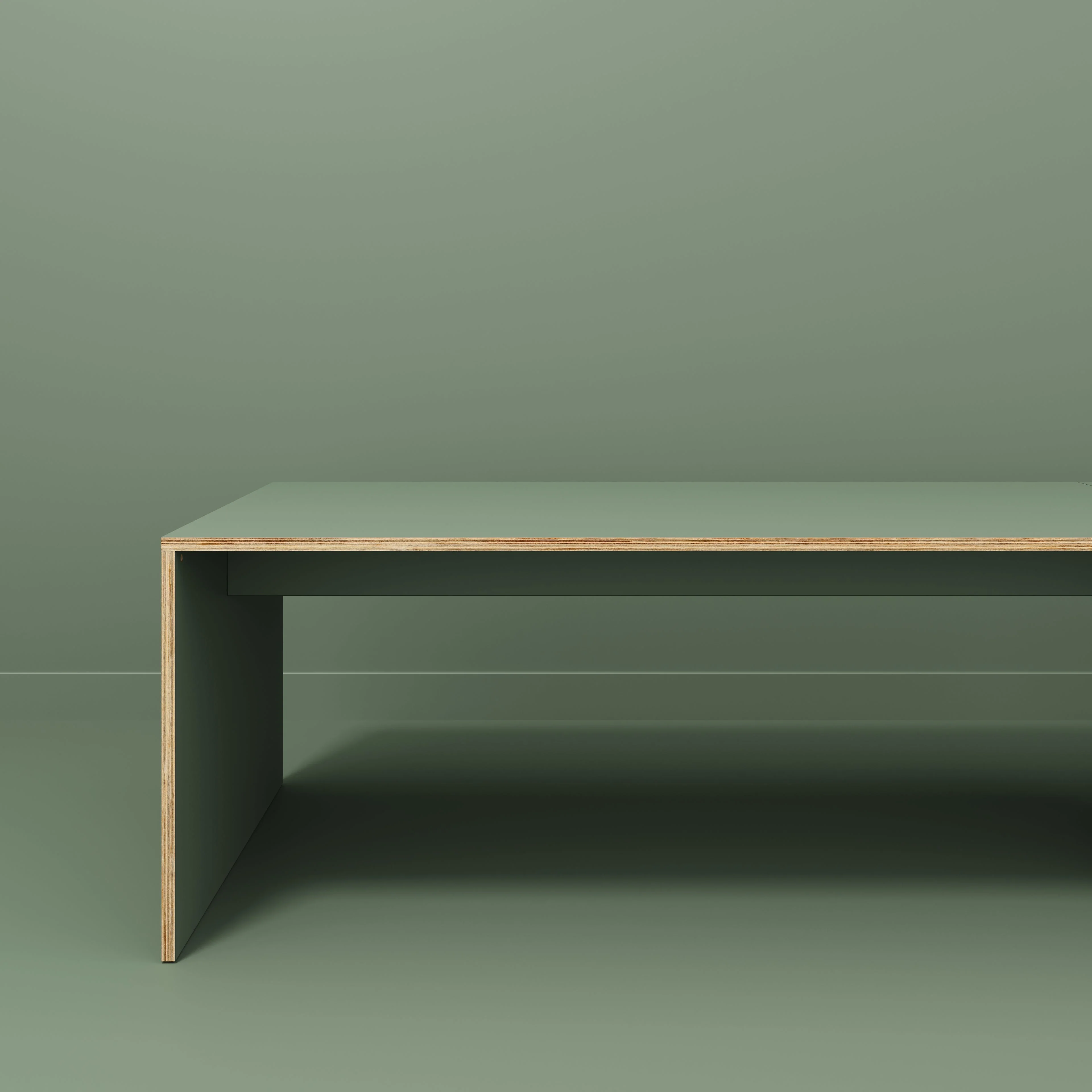 Plywood Table with Solid Sides - Formica Green Slate - 5600(w) x 1000(d) x 750(h) - Image 2