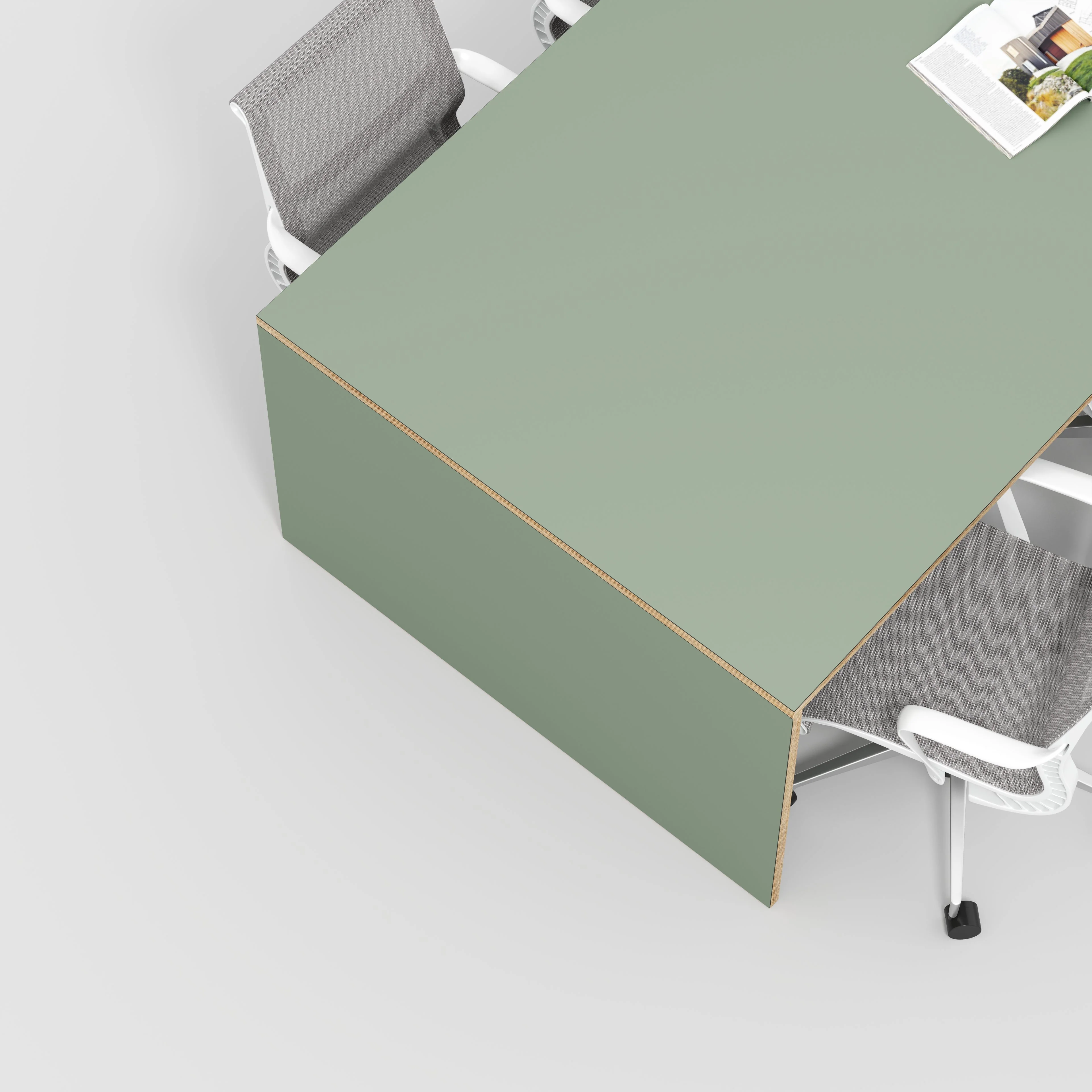Plywood Table with Solid Sides - Formica Green Slate - 5600(w) x 1000(d) x 750(h) - Image 3