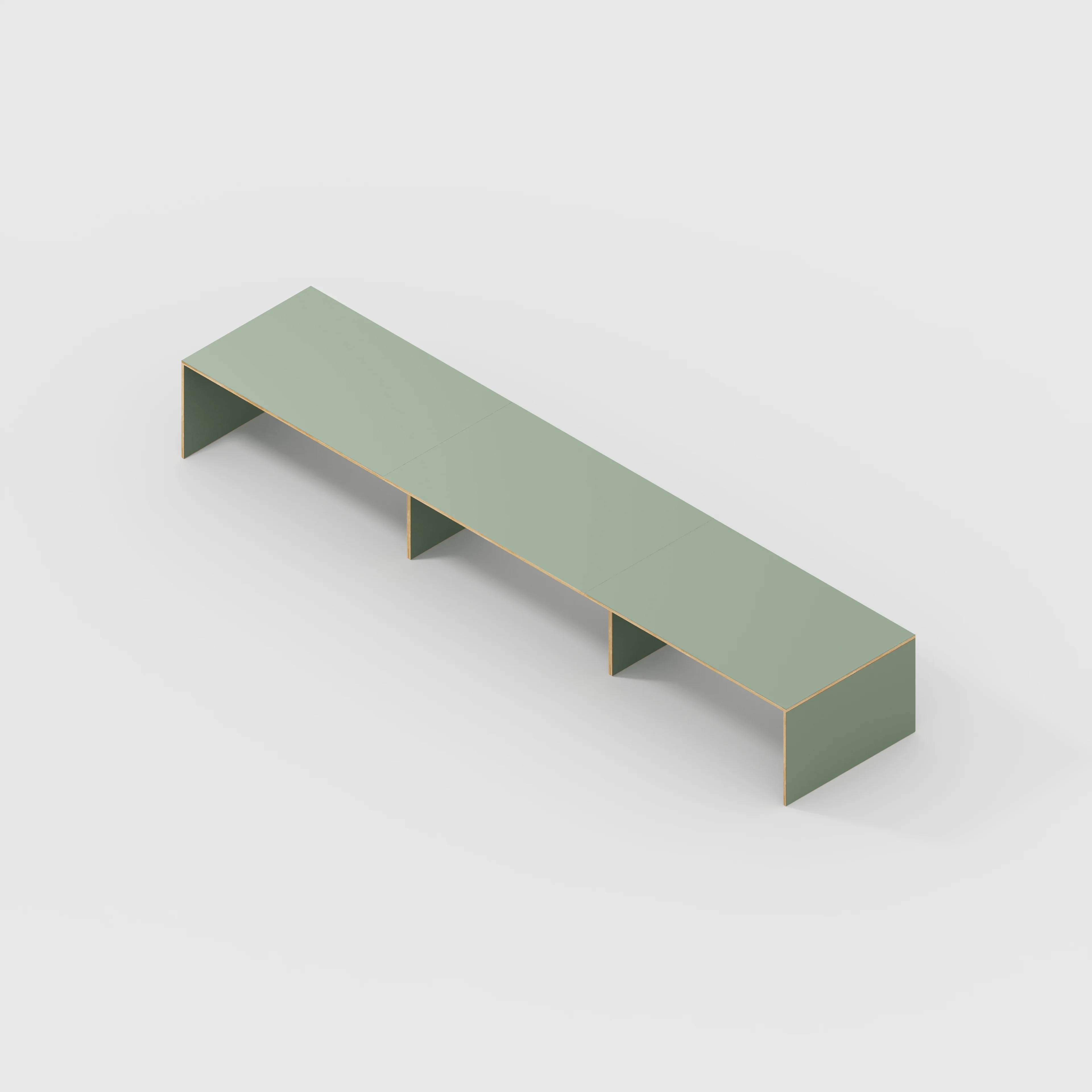 Plywood Table with Solid Sides - Formica Green Slate - 5600(w) x 1000(d) x 750(h) - Image 5