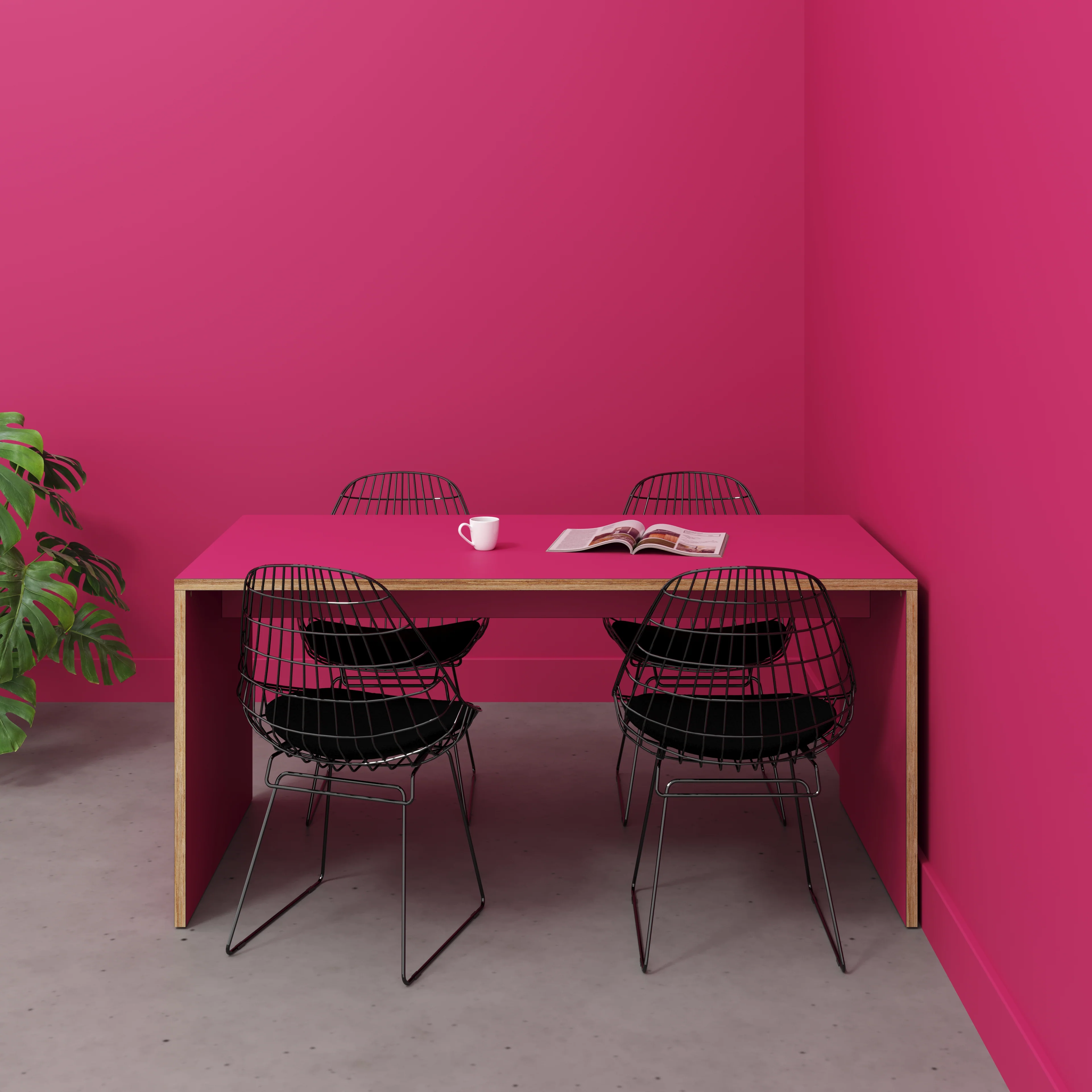 Plywood Table with Solid Sides - Formica Juicy Pink - 1600(w) x 800(d) x 750(h) - Image 2