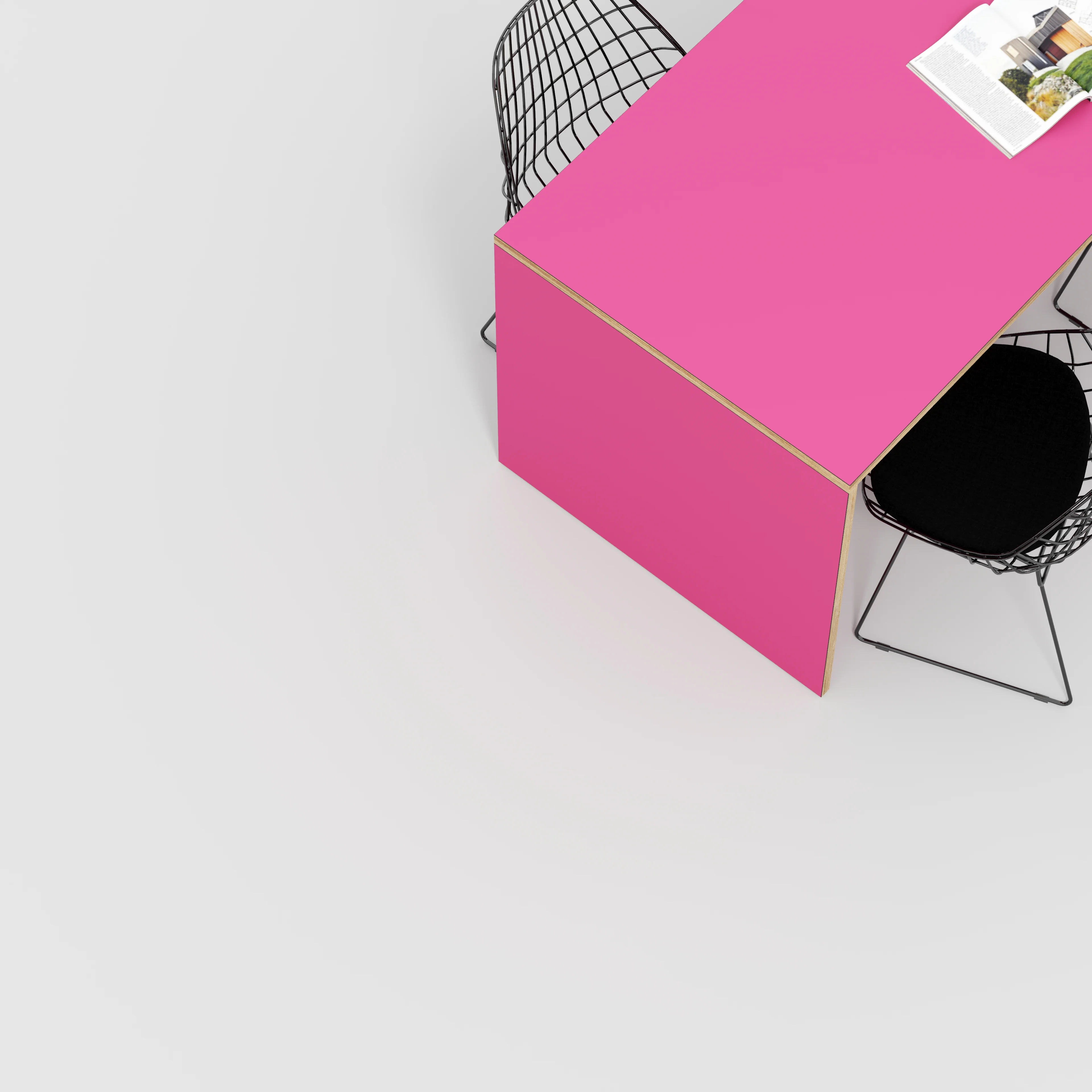Plywood Table with Solid Sides - Formica Juicy Pink - 1600(w) x 800(d) x 750(h) - Image 3