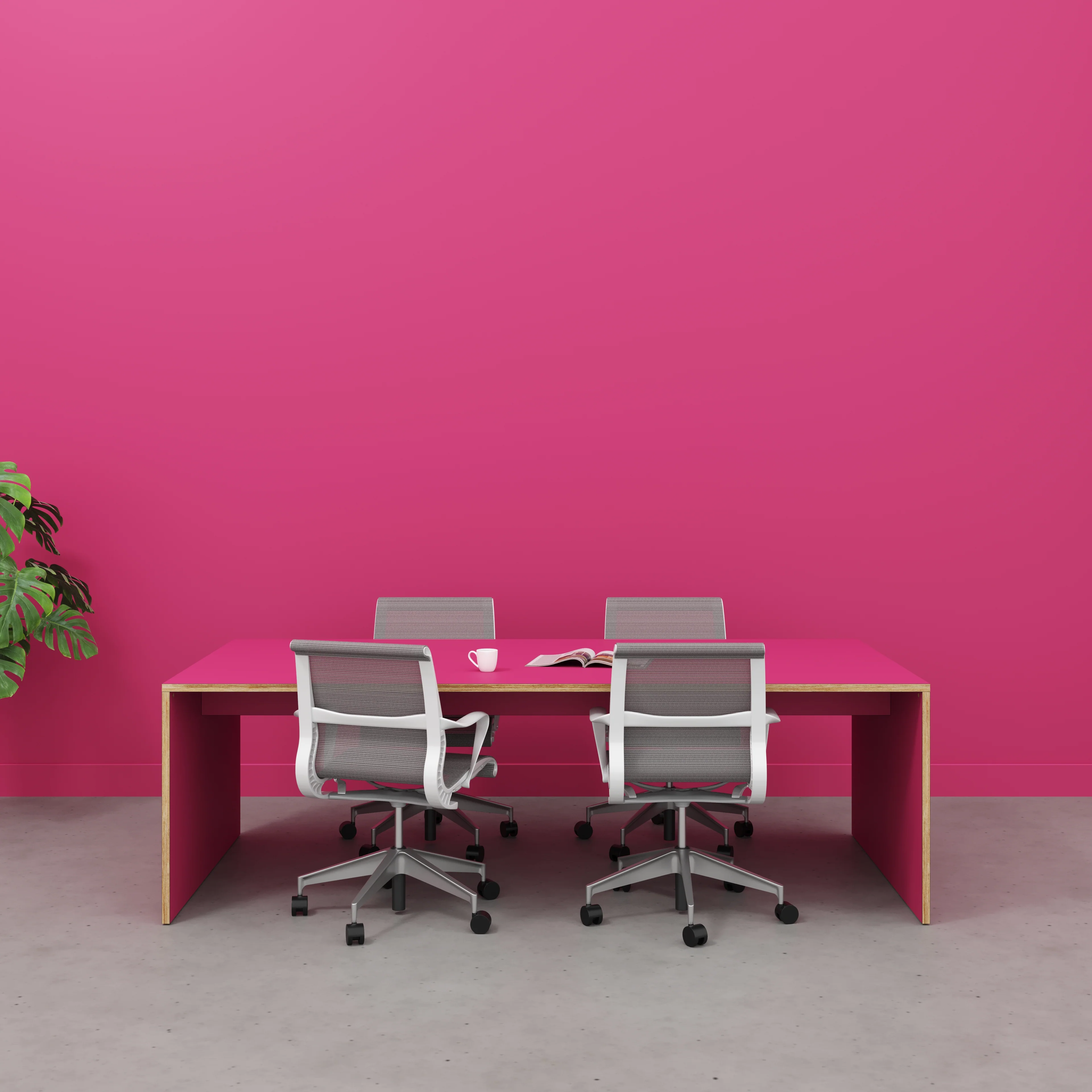 Plywood Table with Solid Sides - Formica Juicy Pink - 2400(w) x 1200(d) x 750(h) - Image 2