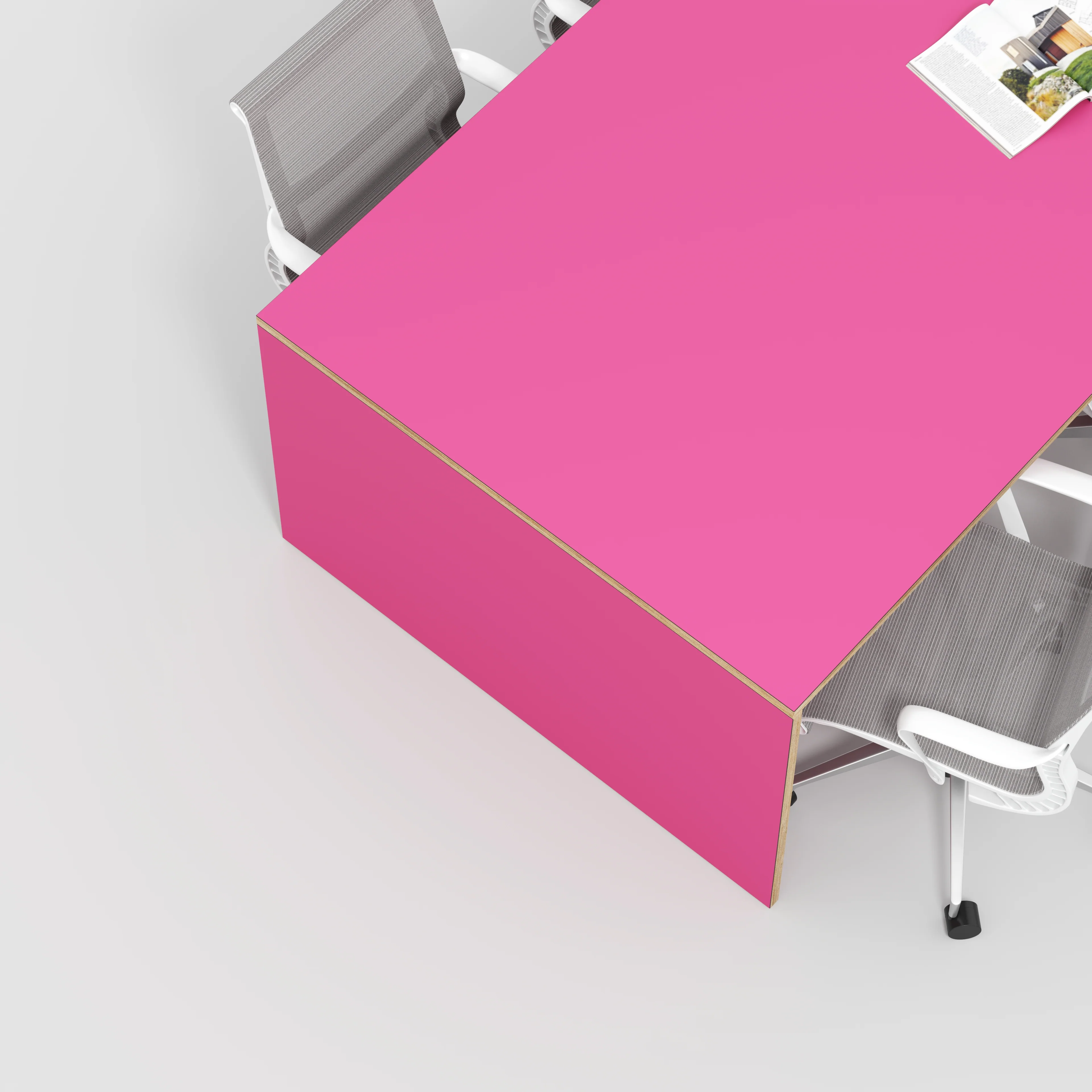 Plywood Table with Solid Sides - Formica Juicy Pink - 2400(w) x 1200(d) x 750(h) - Image 3