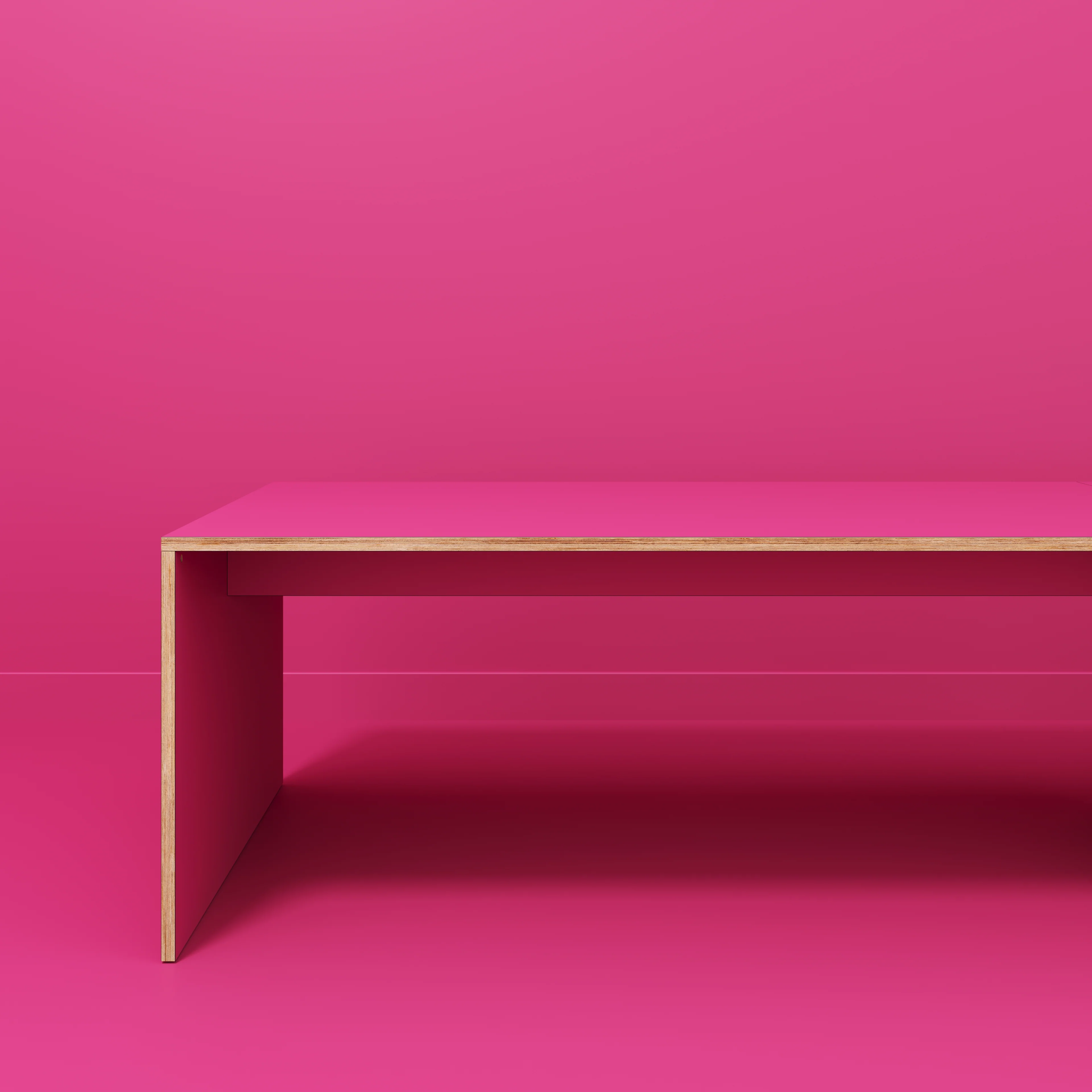 Plywood Table with Solid Sides - Formica Juicy Pink - 4000(w) x 1000(d) x 750(h) - Image 2
