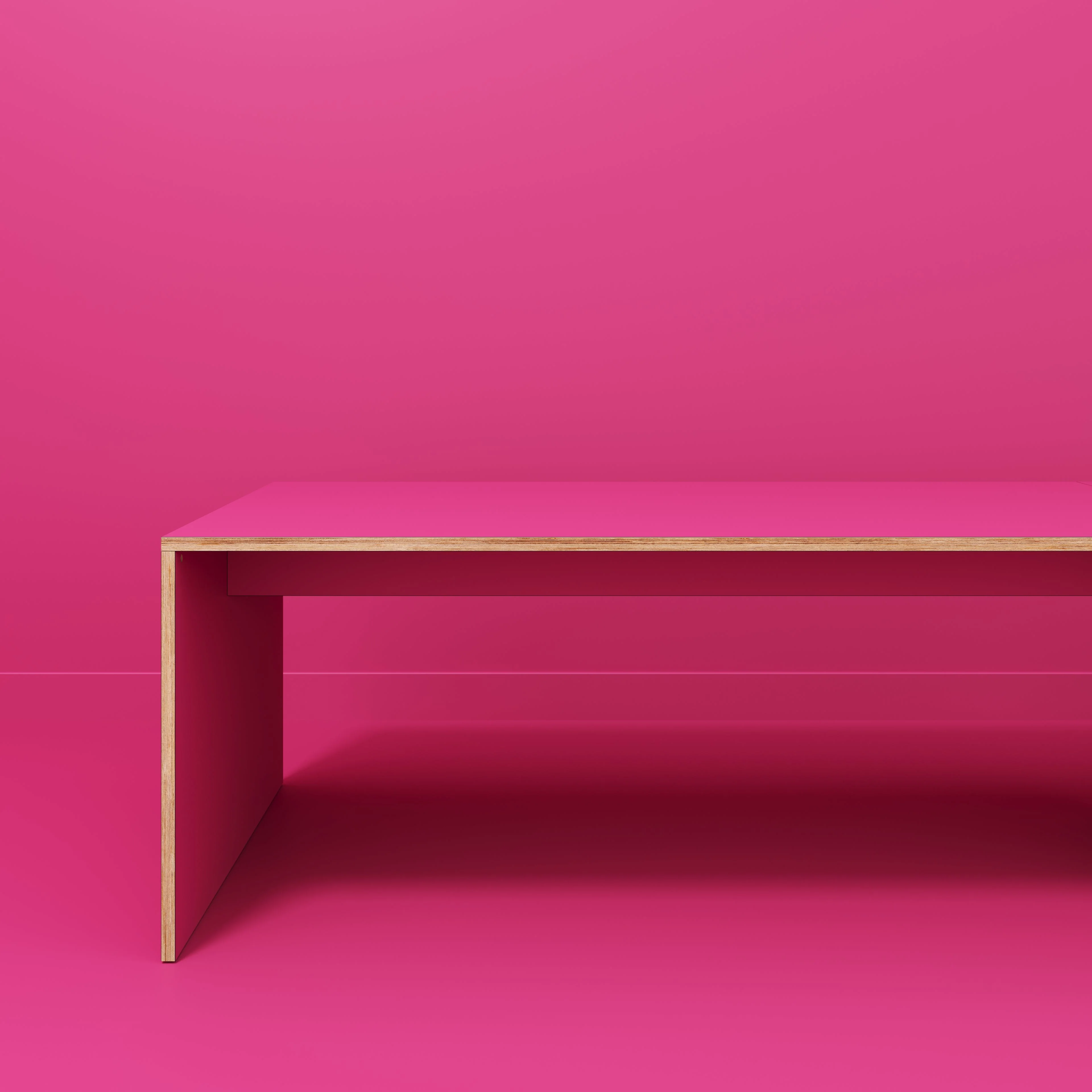 Plywood Table with Solid Sides - Formica Juicy Pink - 5600(w) x 1000(d) x 750(h) - Image 2