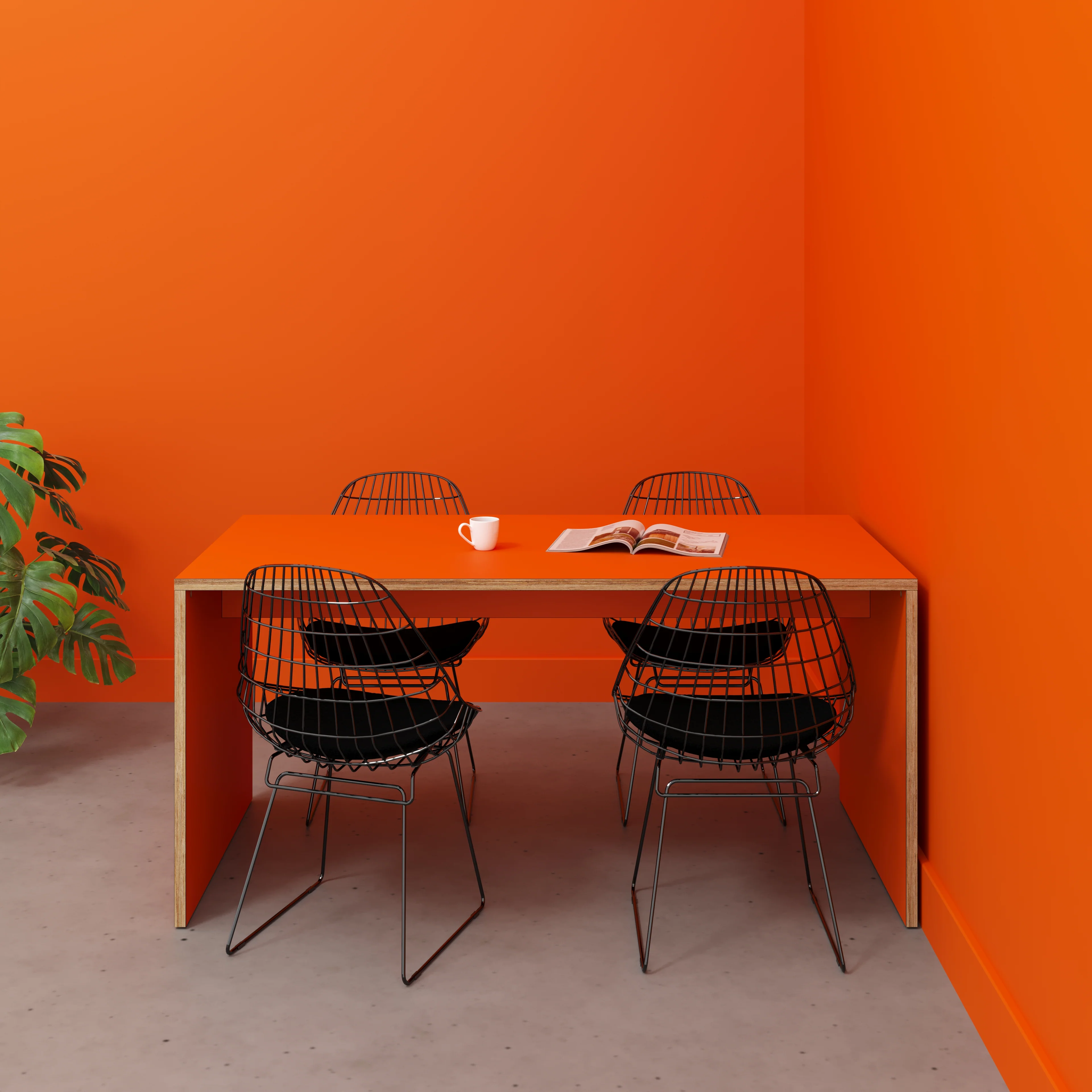Plywood Table with Solid Sides - Formica Levante Orange - 1600(w) x 800(d) x 750(h) - Image 2