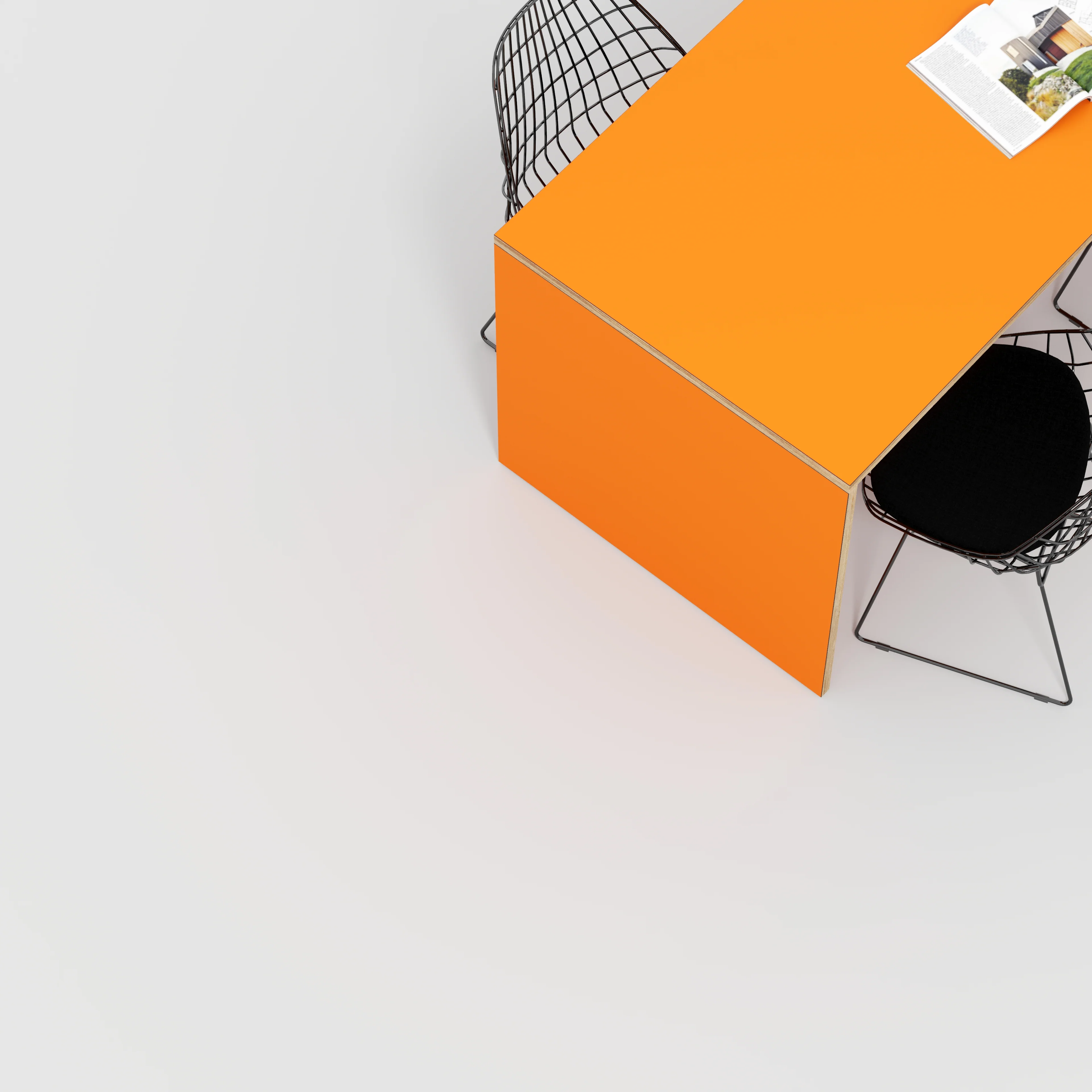 Plywood Table with Solid Sides - Formica Levante Orange - 1600(w) x 800(d) x 750(h) - Image 3