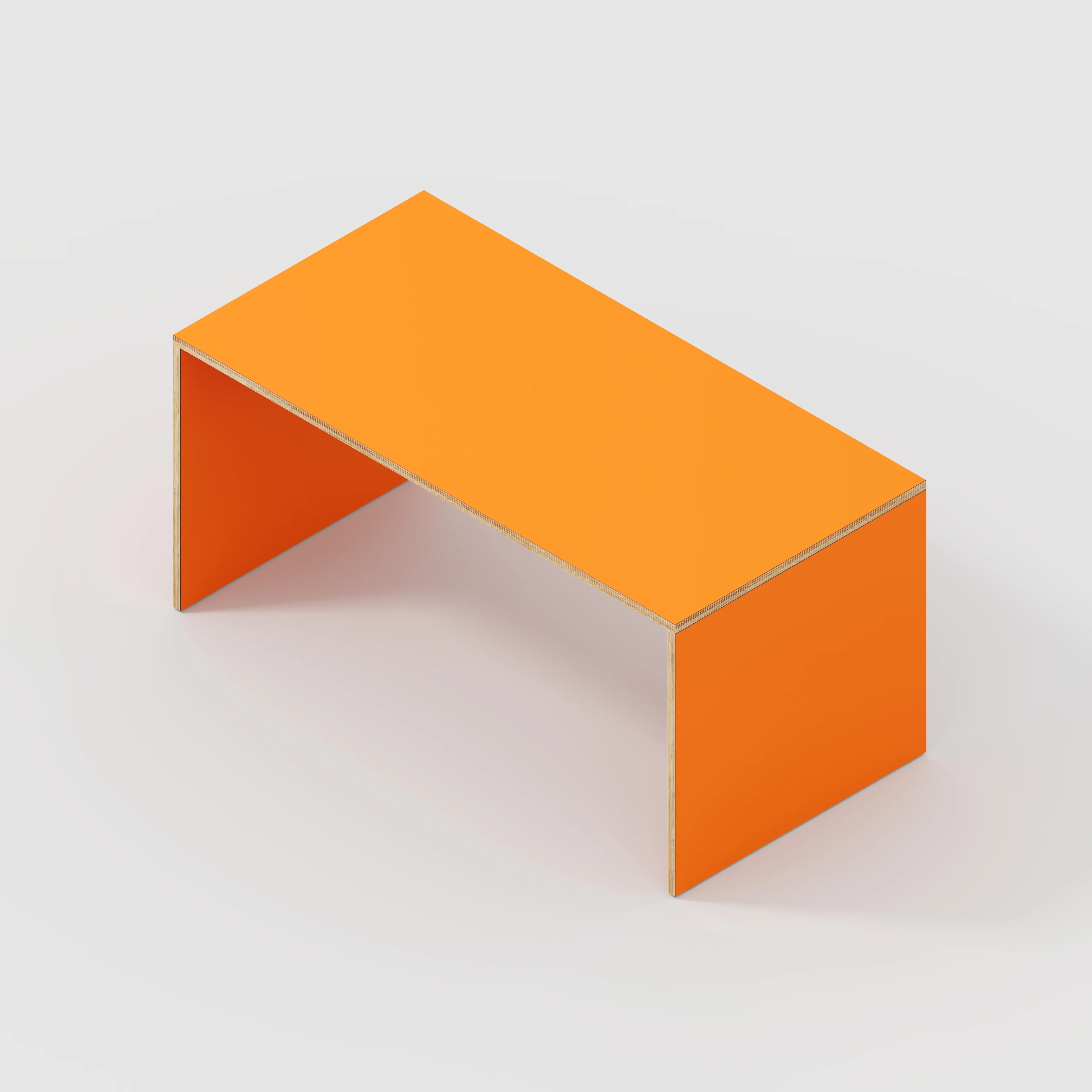 Plywood Table with Solid Sides - Formica Levante Orange - 1600(w) x 800(d) x 750(h) - Image 5
