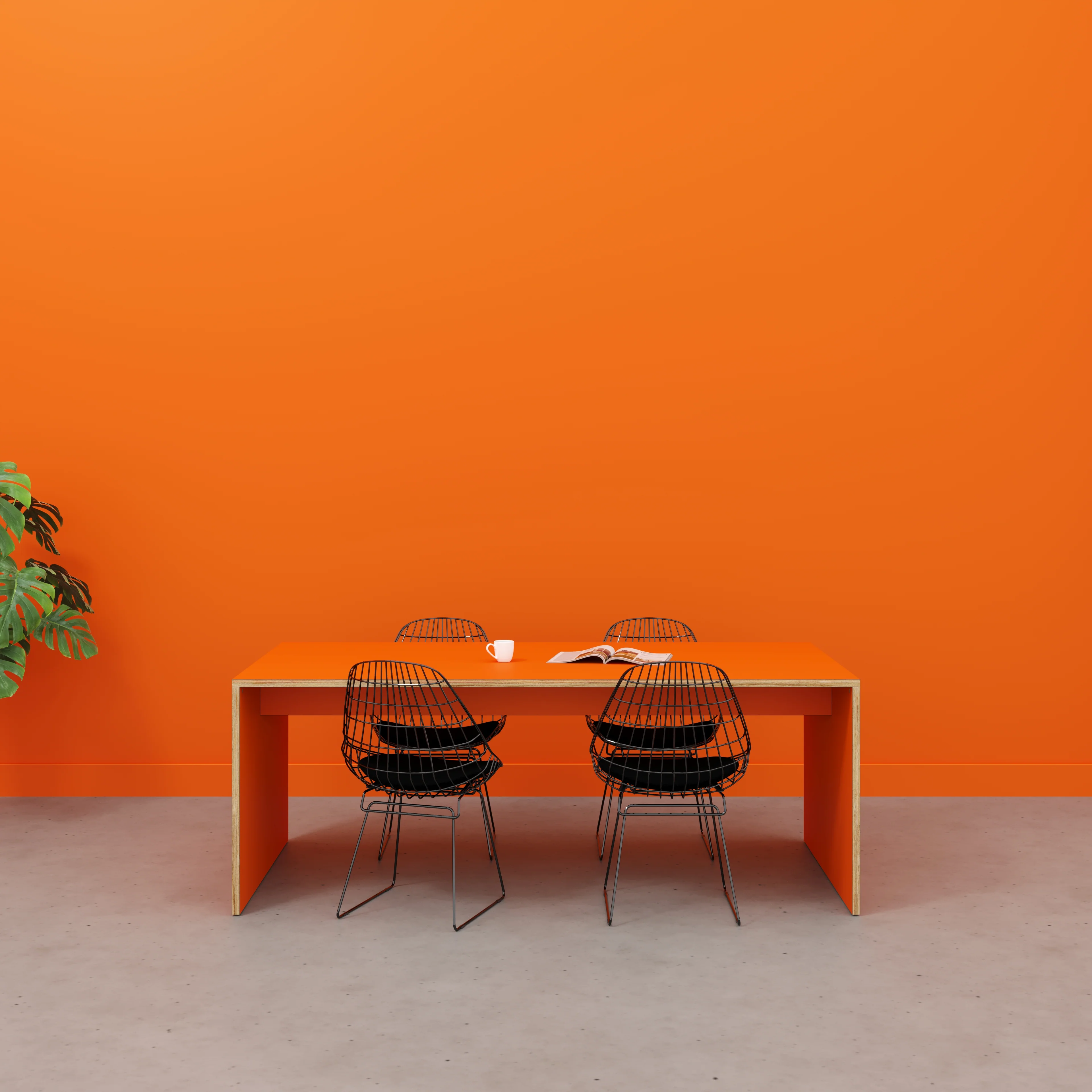Plywood Table with Solid Sides - Formica Levante Orange - 2000(w) x 1000(d) x 750(h) - Image 2