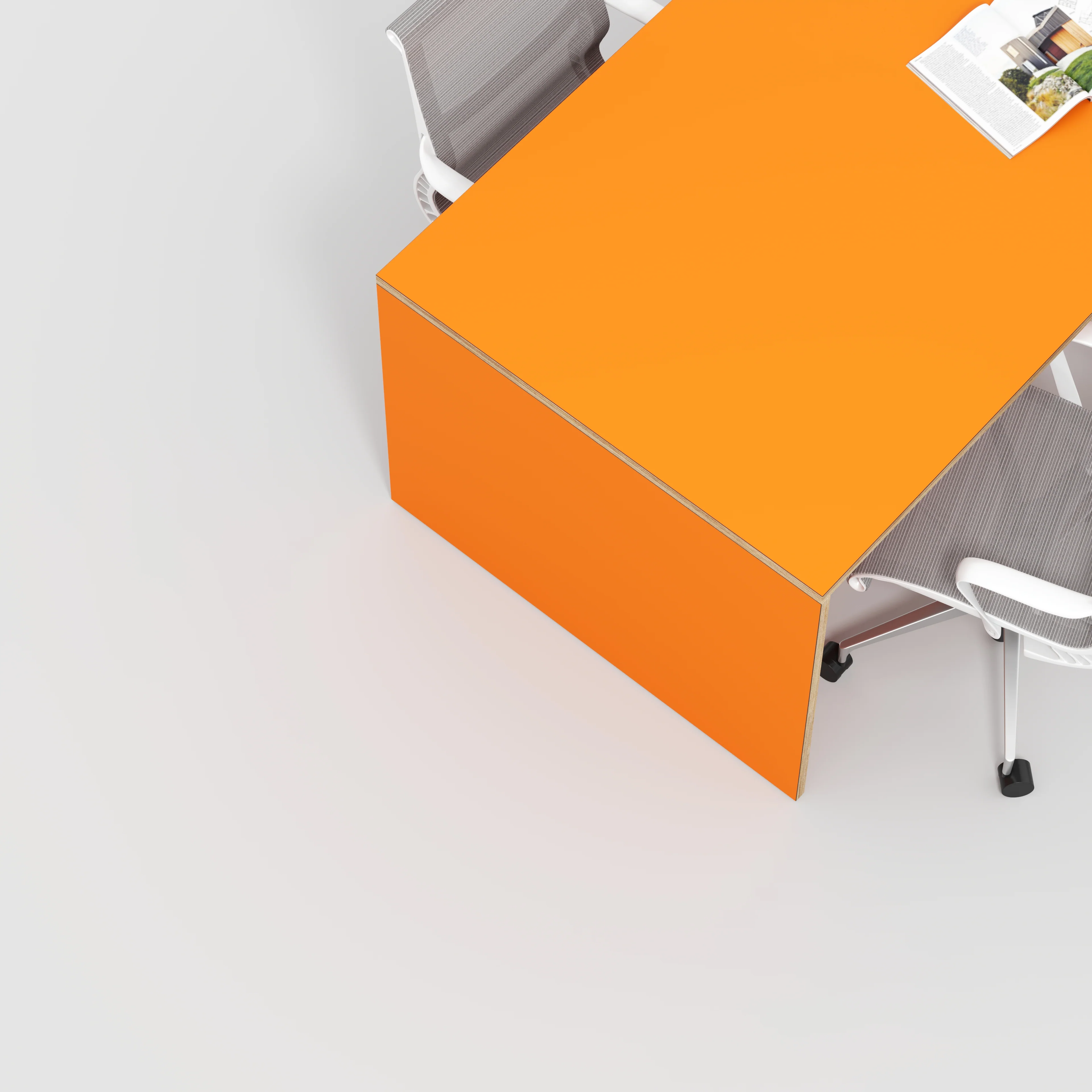Plywood Table with Solid Sides - Formica Levante Orange - 2000(w) x 1000(d) x 750(h) - Image 3