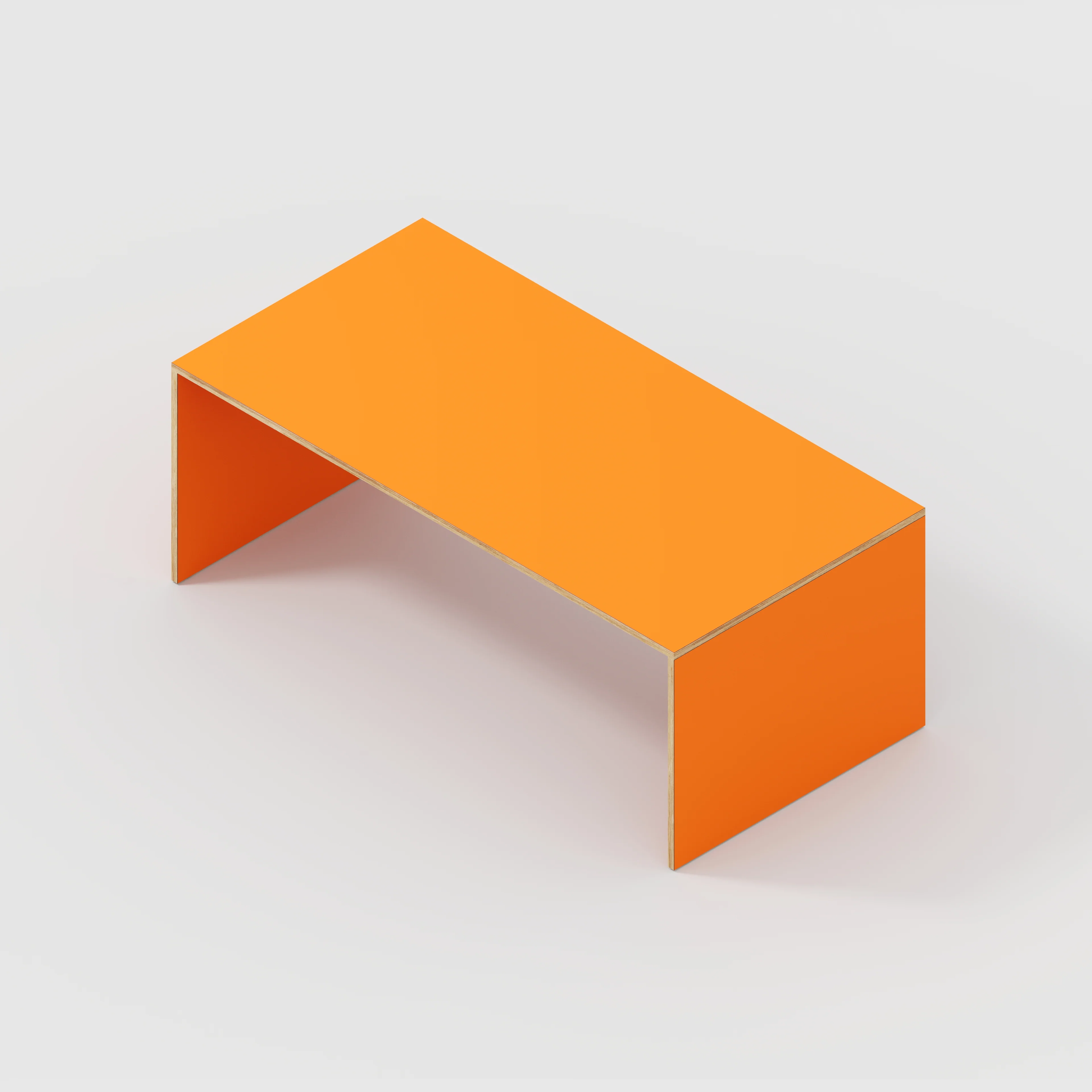 Plywood Table with Solid Sides - Formica Levante Orange - 2000(w) x 1000(d) x 750(h) - Image 5